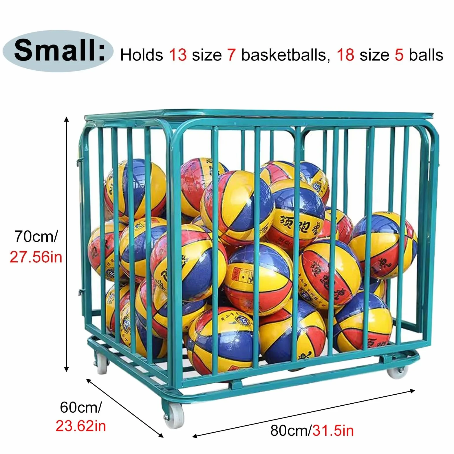Carrello Porta Palline da Basket Pieghevole per Sport Palestra Scuola Garage
