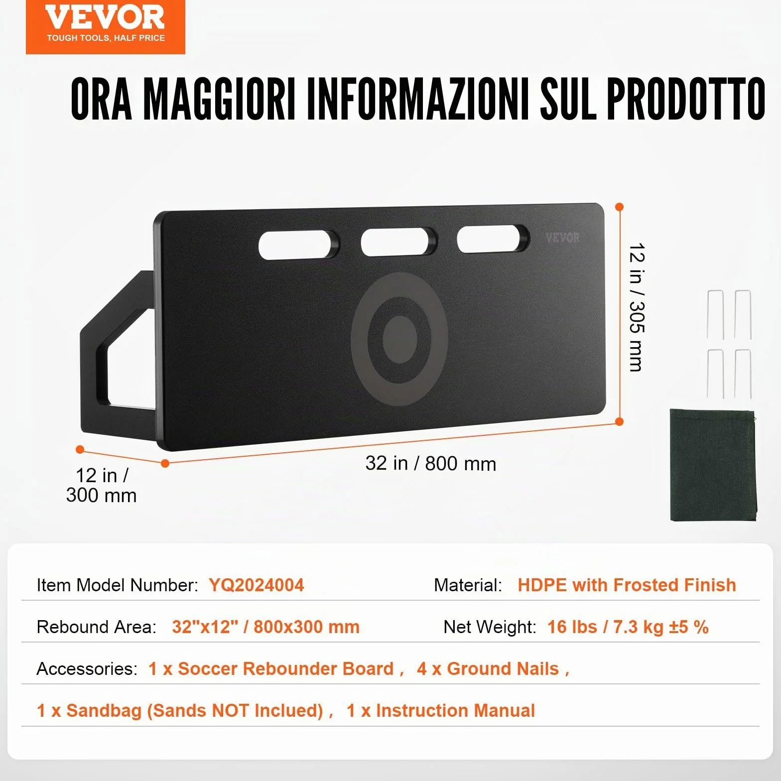 VEVOR Tavola da rimbalzo da calcio portatile da parete con 2 angoli, pieghevole in HDPE, attrezzatura per allenamento per bambini e adulti