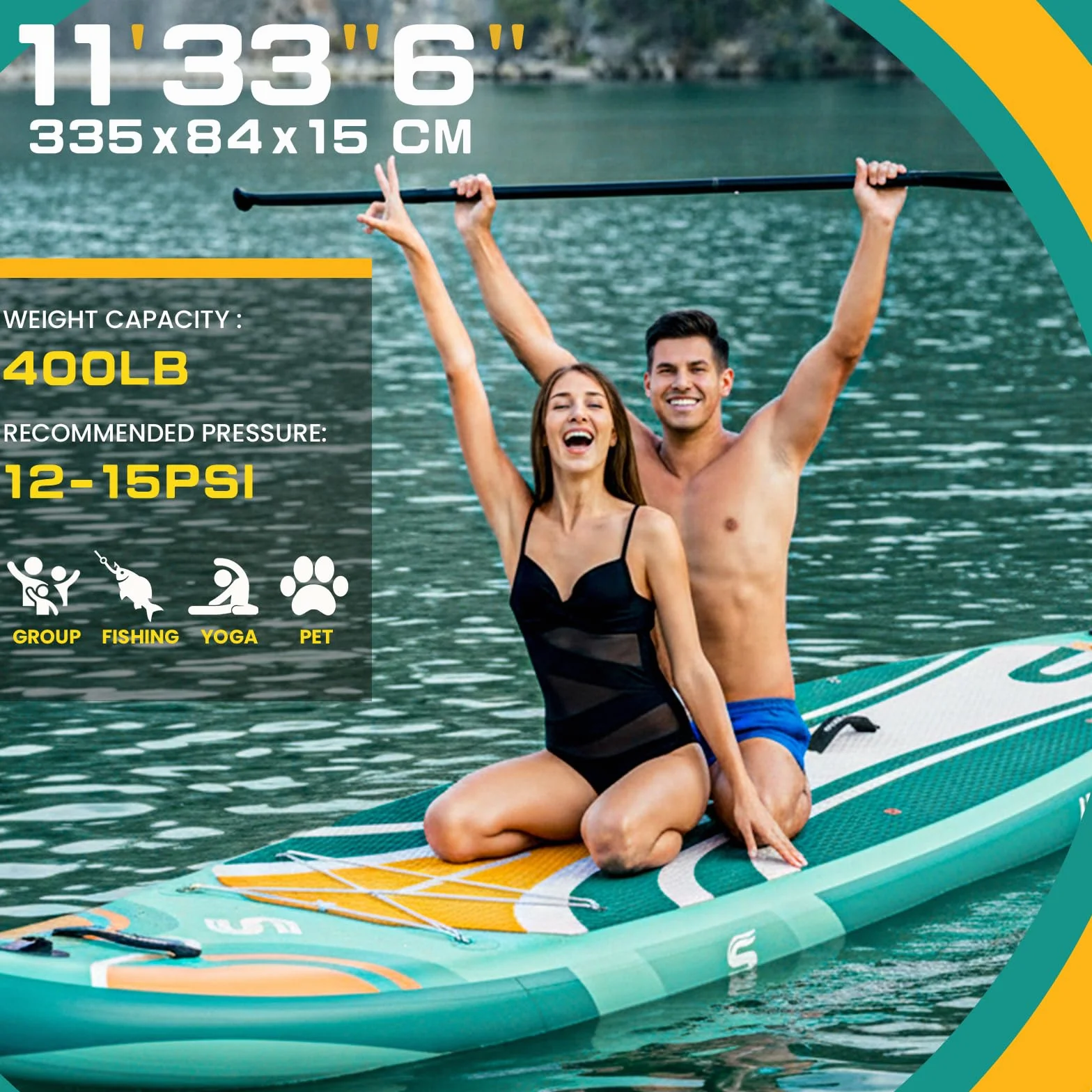 Tavola gonfiabile stand up paddle blu con accessori antiscivolo per adulti e ragazzi