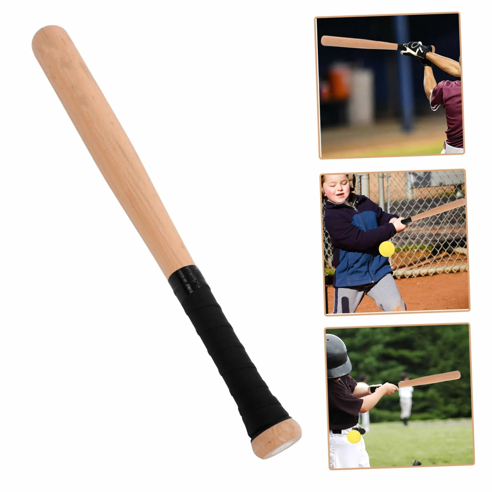 Mazza da Baseball Sportiva in Legno di Faggio 54 Cm Impugnatura e Logo, Bastone Leggero per Allenamento Ragazzo Ragazza, Ragazzi e Adulti, Attrezzatura Outdoor per Esercizi