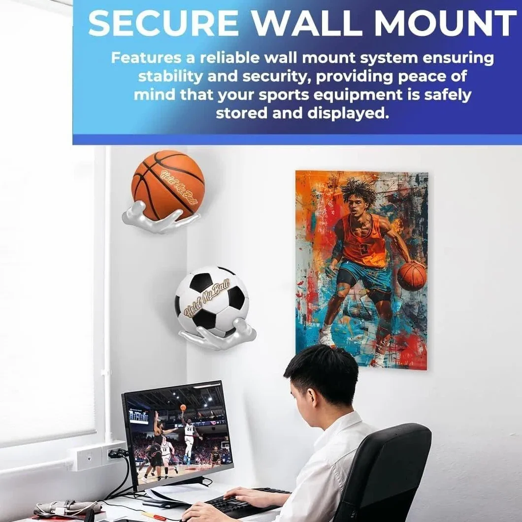 Supporto da Parete a Mano 22x17cm per Pallacanestro con 3 viti