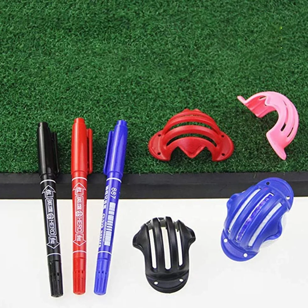 Pennarello per palline da golf, strumento per disegnare e allineare la linea, modello di allenamento con 3 penne