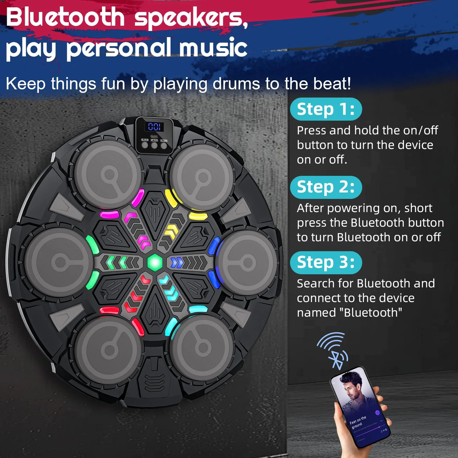 Macchina musicale per boxe, con Bluetooth, da parete, con ricarica USB, attrezzatura da allenamento per boxe, regalo per bambini e adulti