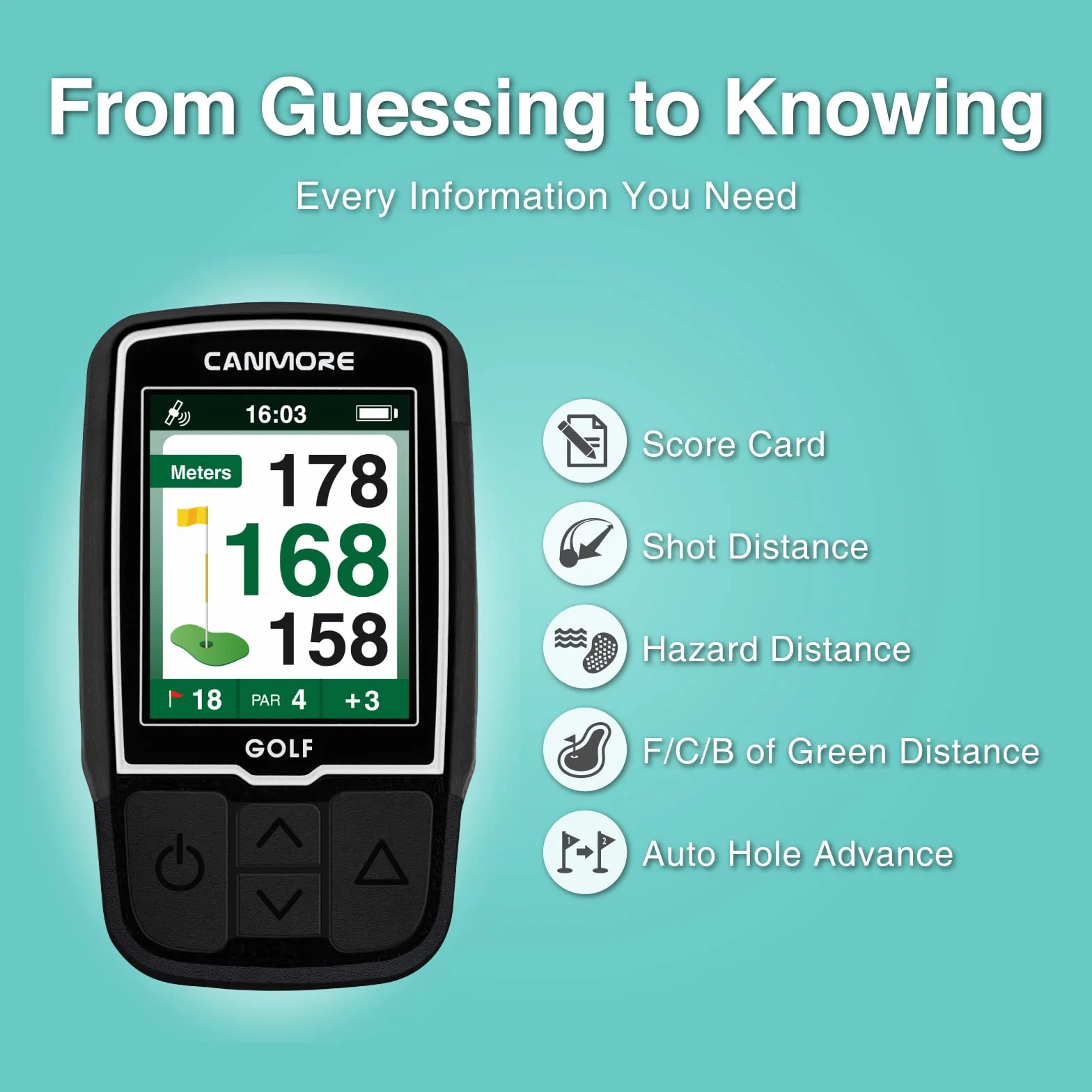 CANMORE HG200 GPS da golf portatile e borsa - Display a colori con oltre 41.000 dati sui campi - Resistente all'acqua - Arancione