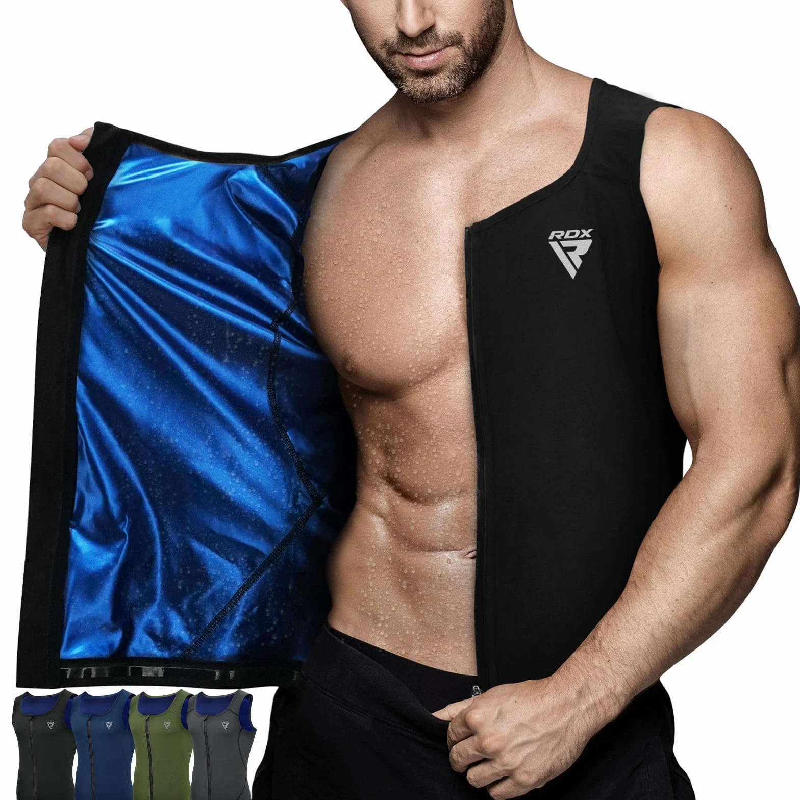 RDX Gilet Sportivo da Uomo Sauna Shapewear Oeko Tex 100 Certificato Senza Maniche Perdita di Peso Allenamento Fitness