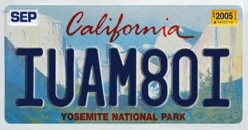OPO 10 - Targa Auto USA - 30x15 cm Replica in Metallo: California Yosemite National Park (C05)