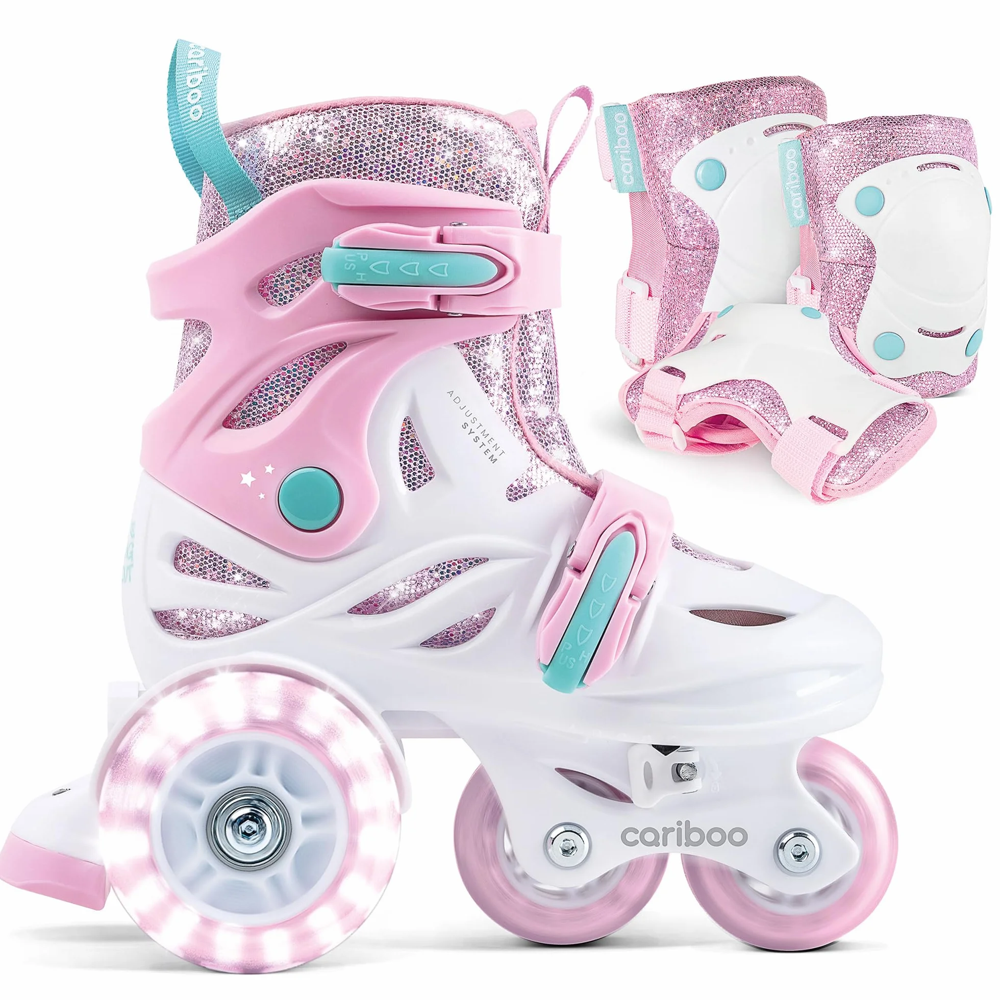 Cariboo Pattini per Bambini Regolabili Set Protezioni Ginocchia Gomiti Polsi Ballerina