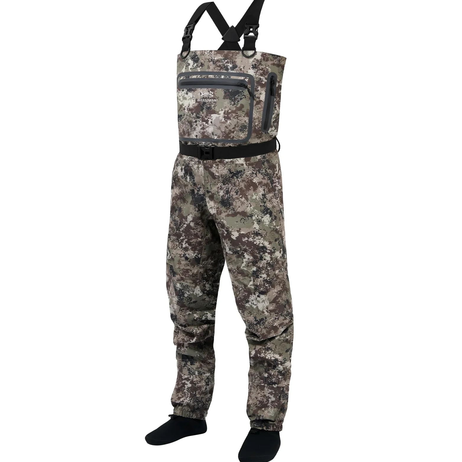 Bassdash Uomo Pant Wader Leggero Aria Nero Tattico Gambe Calate per Pesca a Fly e Caccia Modello FW11