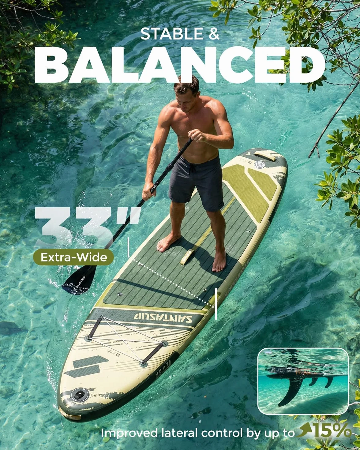 Tavola gonfiabile stand up paddle blu con accessori antiscivolo SUP tutto tondo adulti ragazzi