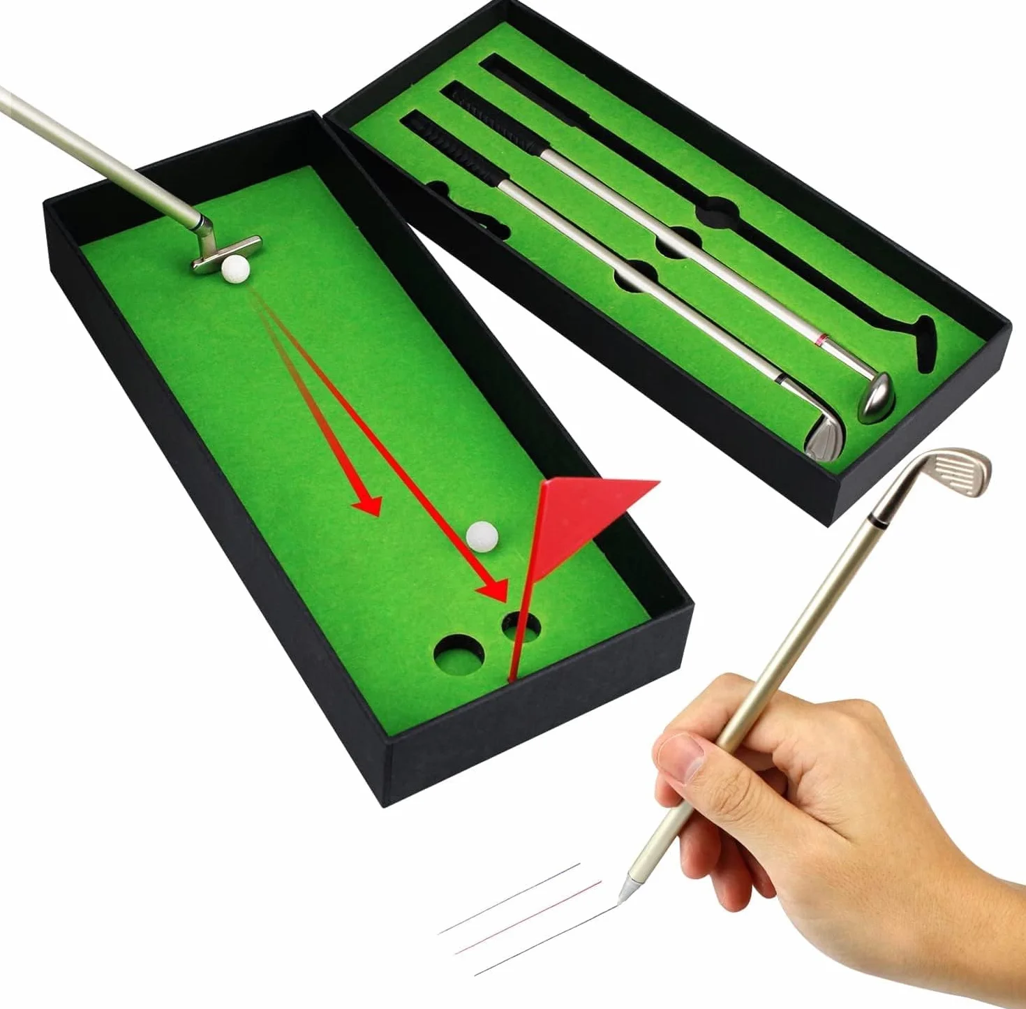 Kofull Set Regalo da Golf Penne a Forma di Mazze da Golf Penne da Scrivania Verde