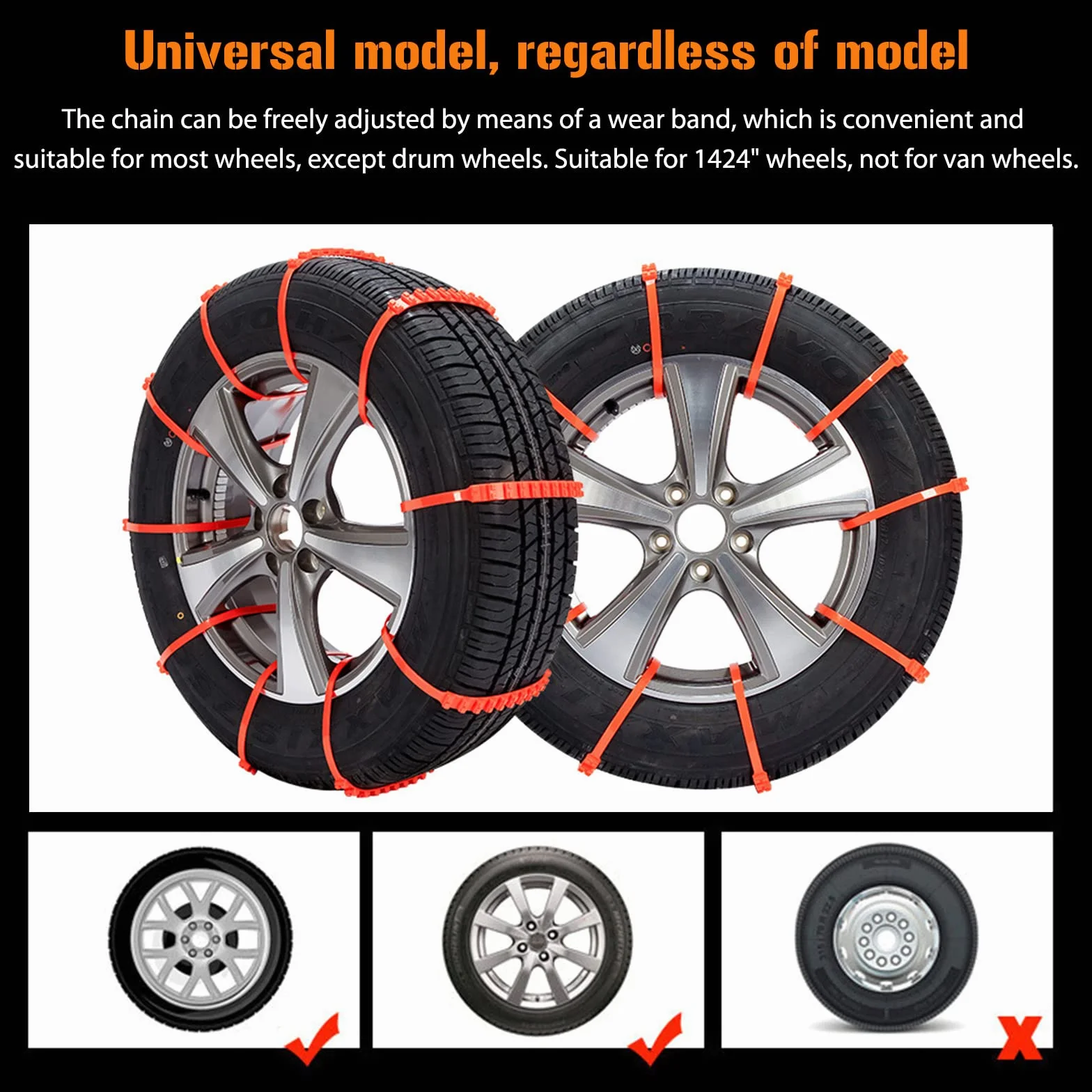Catene da neve universali antiscivolo per ruote auto, trazione di emergenza inverno neve ghiaccio
