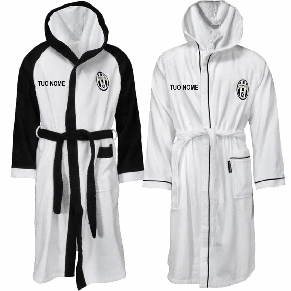 Hermet Accappatoio JUVE In Spugna Calcio Logo Storico Ovale Juventus Personalizzabile Con Nome Ricamato