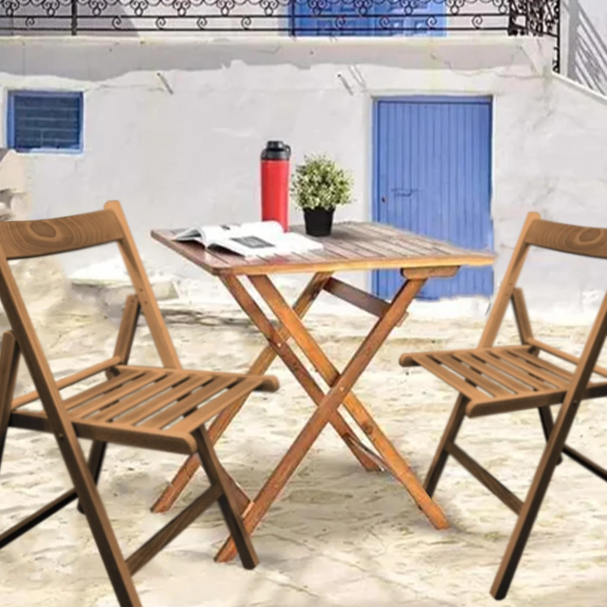 Sicignano Set 2 Sedie Pieghevoli in Legno di Faggio Noce 43x49x79h cm Made in Italy