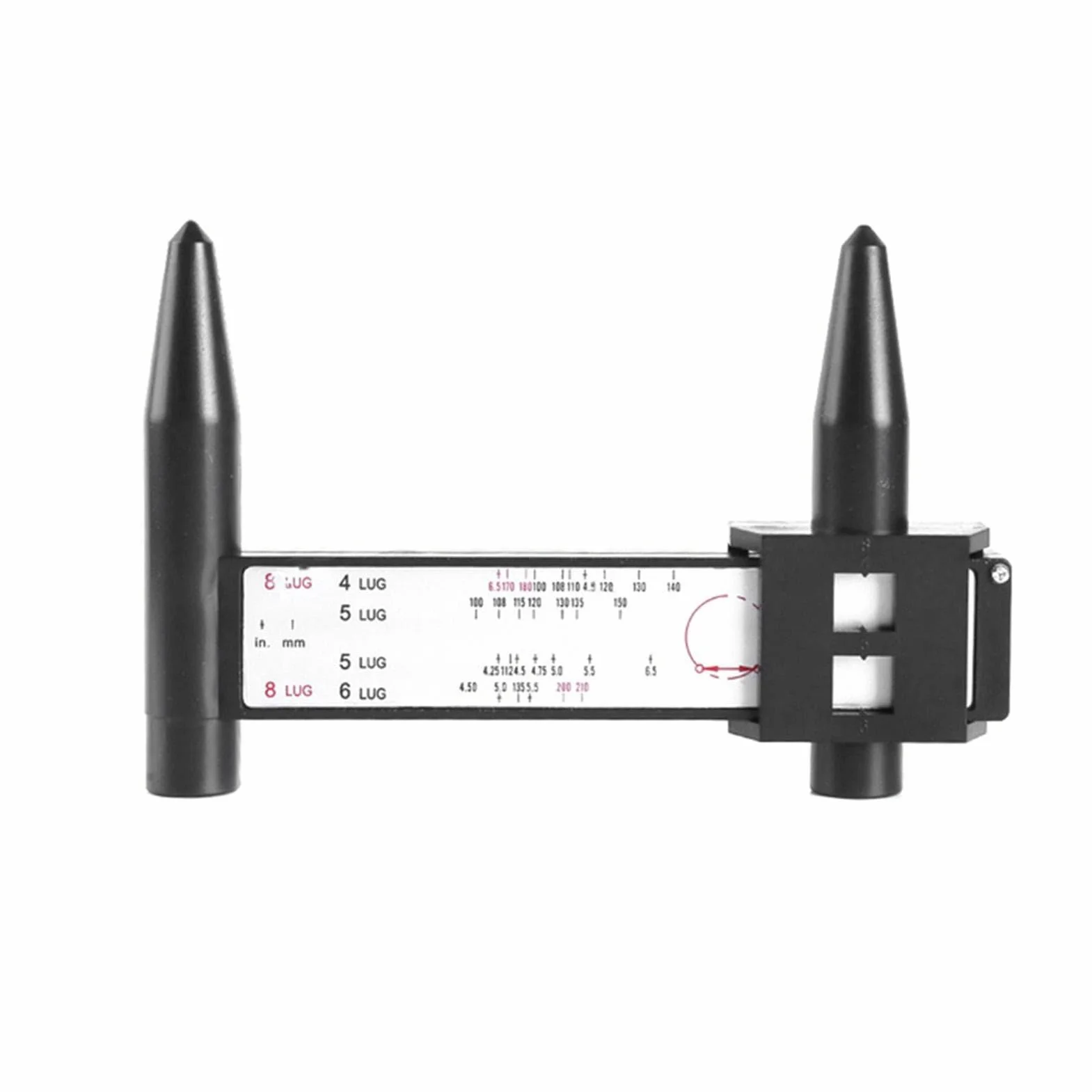 Calibro di Misurazione PCD | 8 -Tongo Regola di Scorrimento PCD | Calibro del Diametro del Cerchio Primitivo | Strumento di Misurazione per Pneumatici E Ruote per Auto, Calib