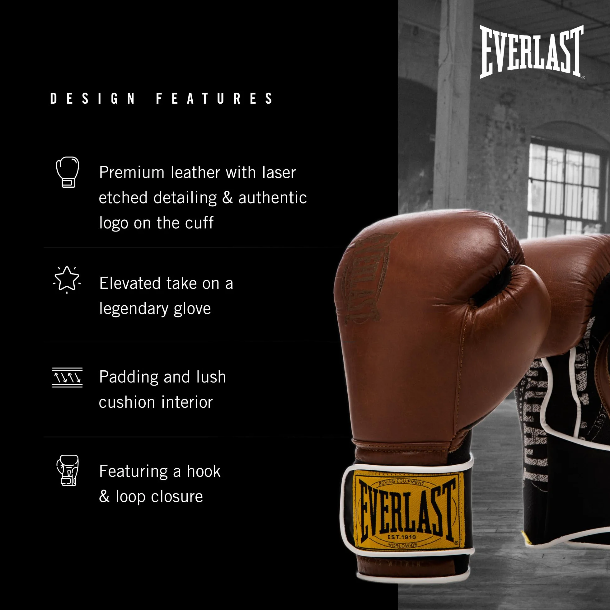 Everlast Guantoni da boxe 1910 Guanti avanzati Hook and Loop triplo strato schiuma supporto polso prevenzione infortuni Allenamento sacco
