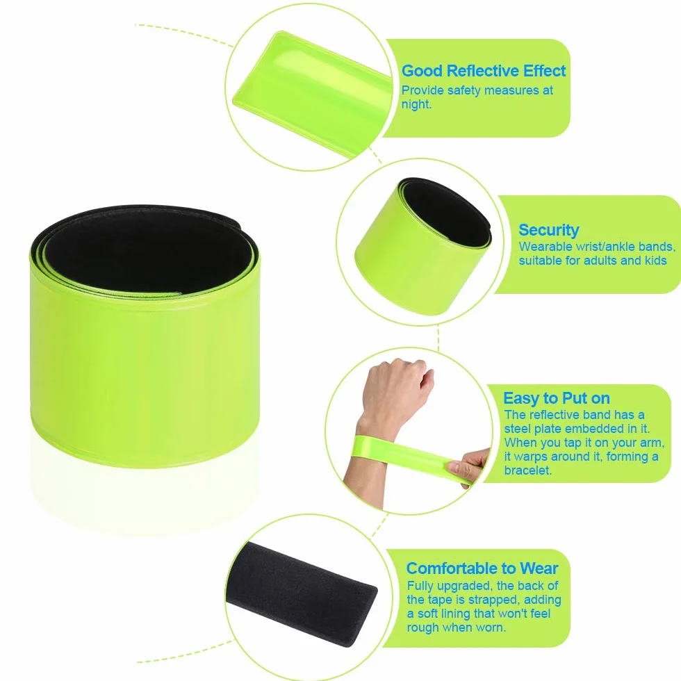 Bande Riflettenti, Bracciali Sportivi Riflettenti ad Alta Visibilità da Polso/Caviglie