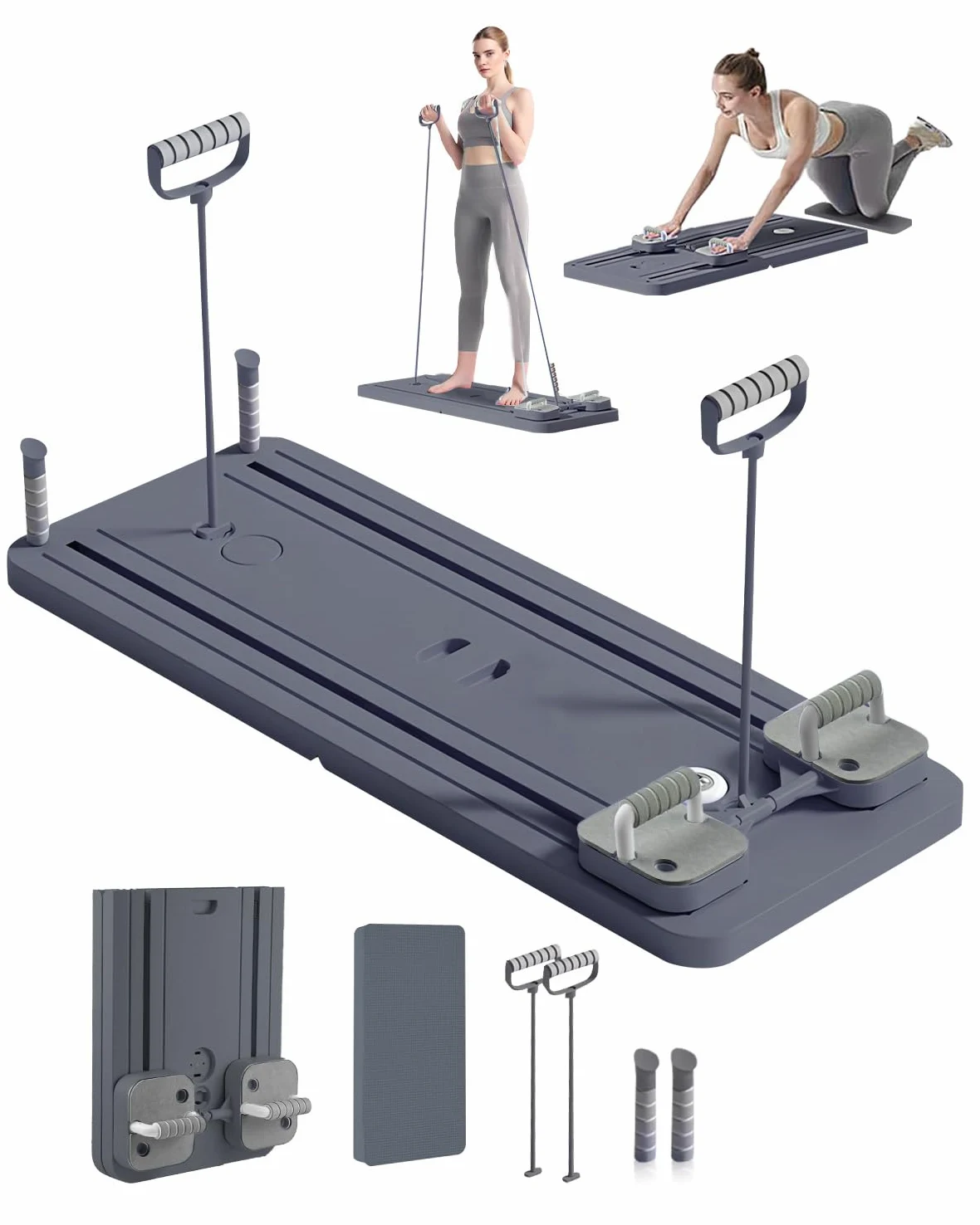Tavola Pilates Reformer Multifunzione per Casa con Timer Integrato - Attrezzo per Allenamento Completo di Core, Addominali e Corpo Intero - Design Pieghevole e Antiscivolo per Uomini e Donne