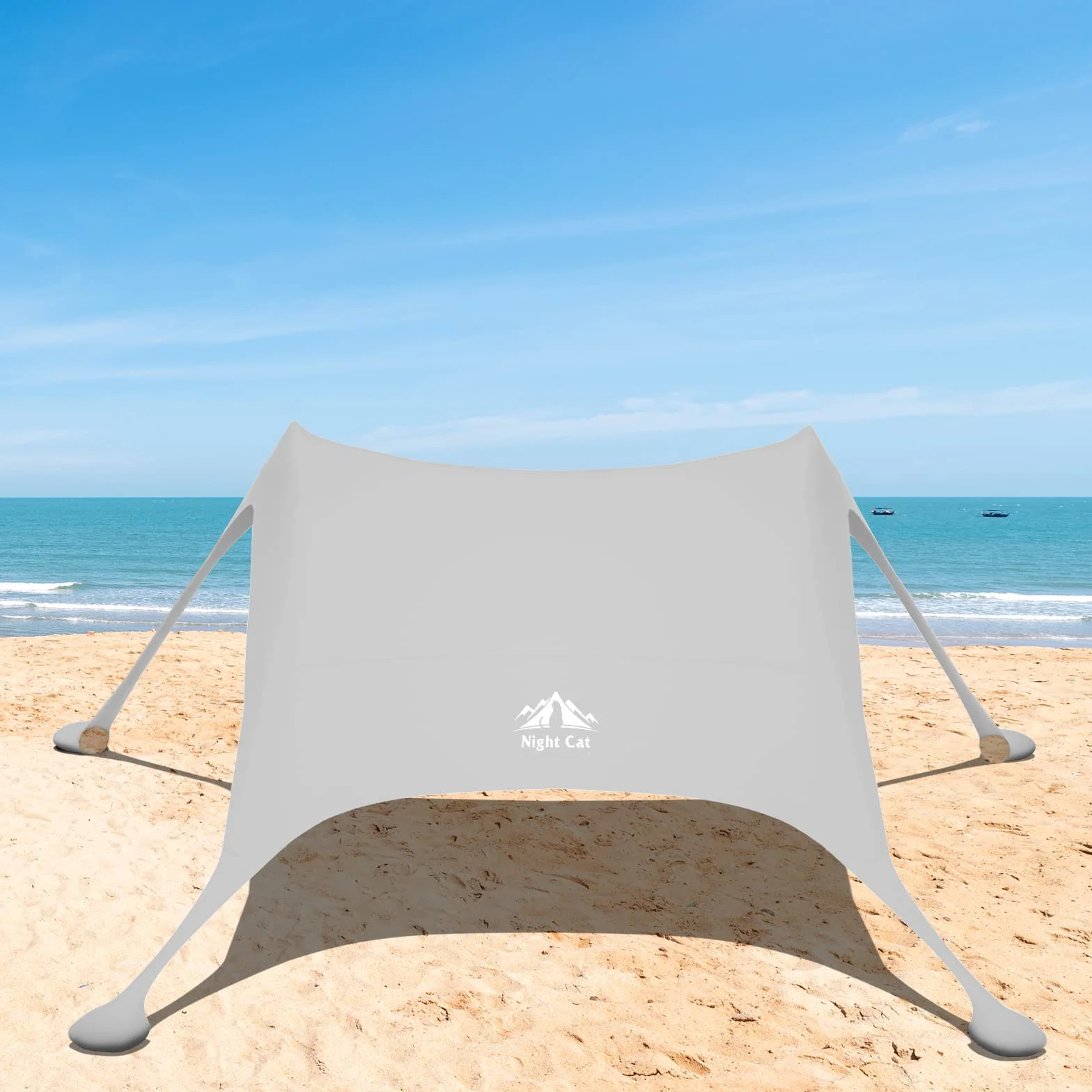 Night Cat Tenda da Spiaggia Baldacchino Parasole UPF 50+ Protezione UV con pali alluminio ancoraggio sabbia per cortile parco spiaggia