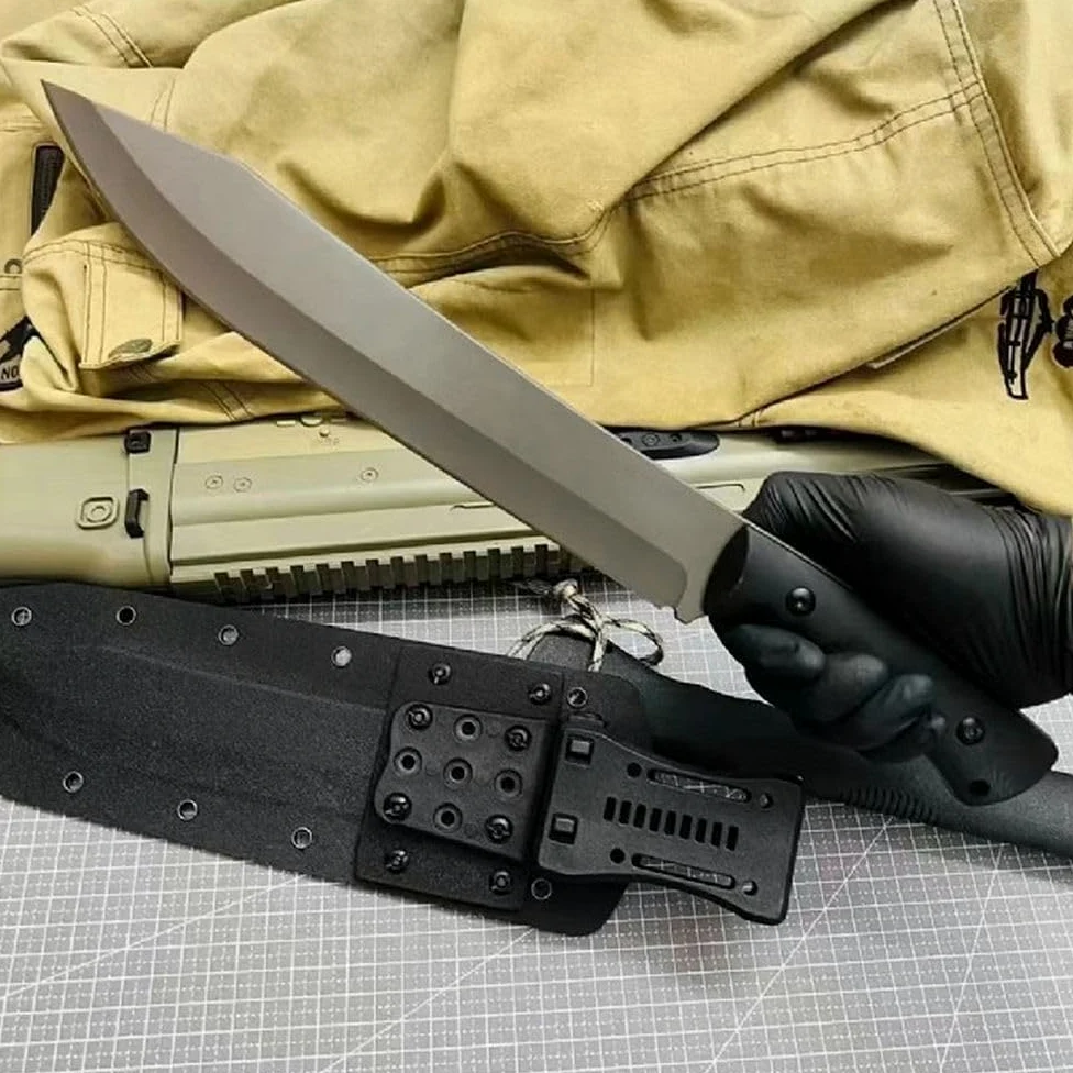 Generico TEERMA JN7 Coltello da caccia, coltello da campeggio - coltello di sopravvivenza a lama fissa forgiata in un pezzo, Per la caccia, la pesca, le avventure di sopravvivenza