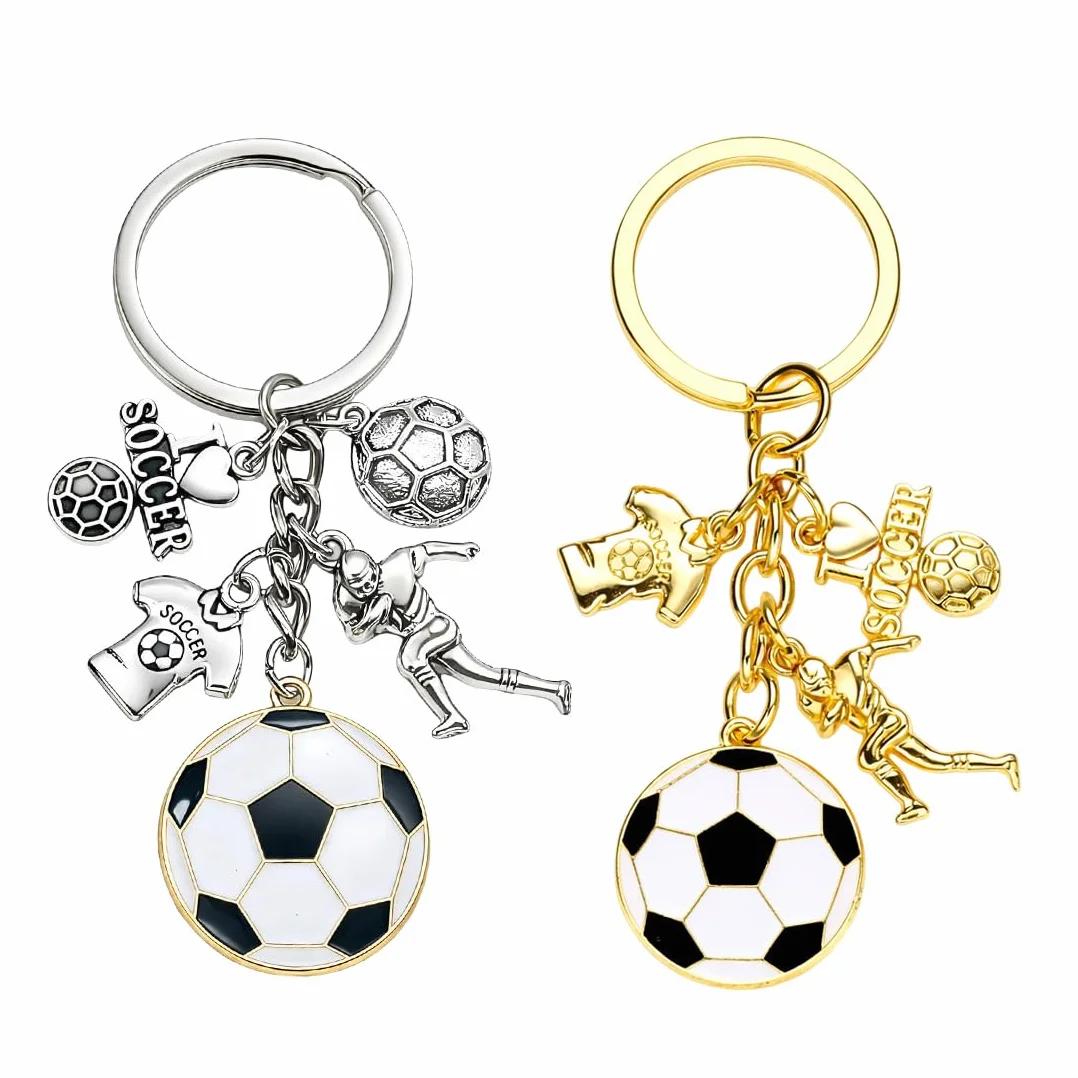 Portachiavi Calcio Metallo Creativo Ciondolo Chiave Sport Tema Calcio Mini Argento Regalo Tifosi Charms Borse Zaino