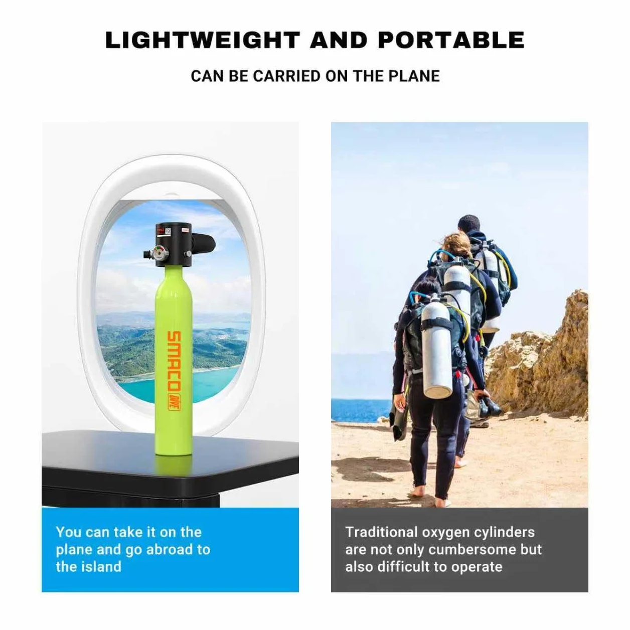 SMACO S300 Mini Bombola Sub 0.5L Portatile Subacquea per Immersioni