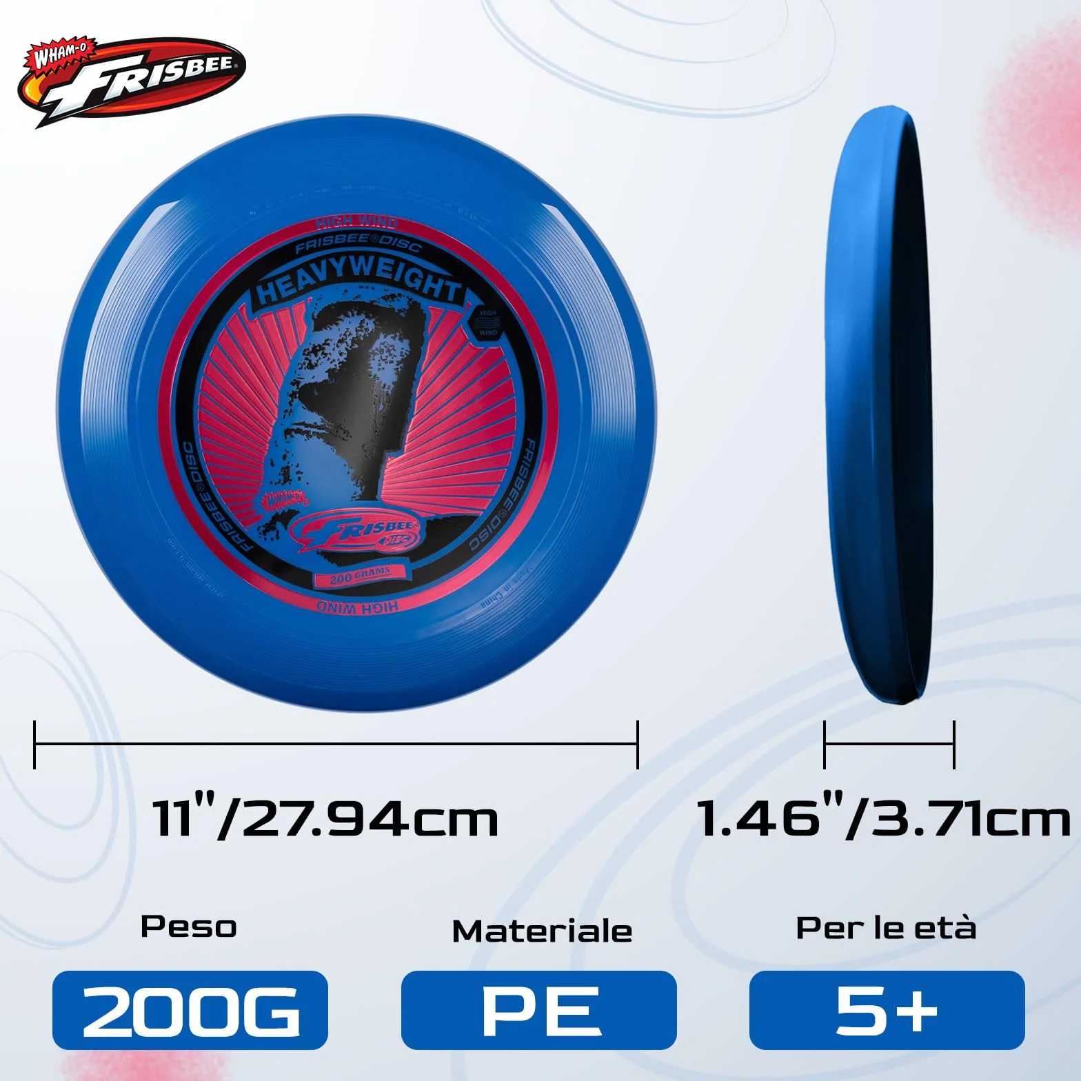 Wham-O Frisbee Pesante 200 g Disco Lunga Distanza 27.94 cm Volo Stabile