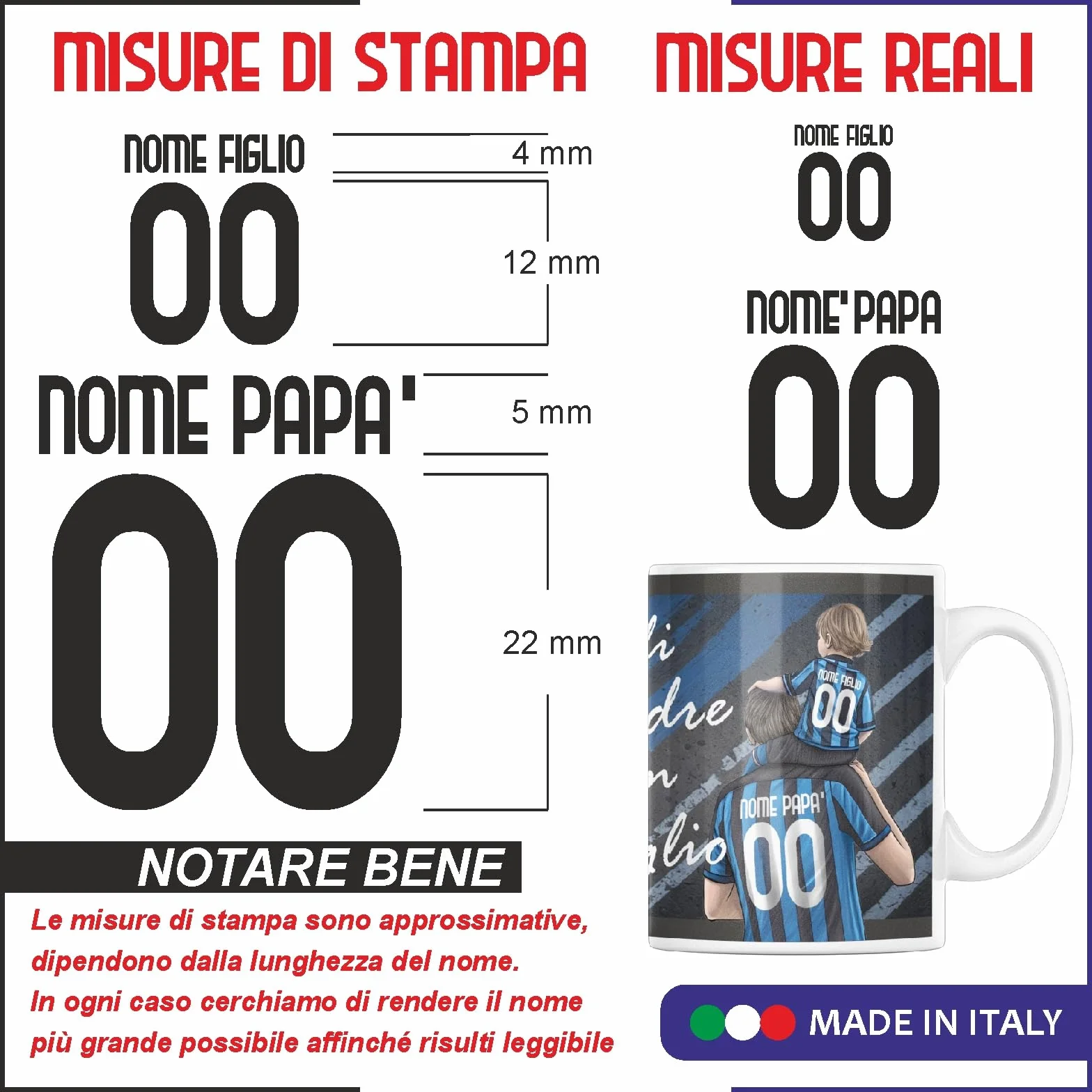 Tazza Personalizzata Squadre di Calcio Tazze in Ceramica Tifosi Interisti