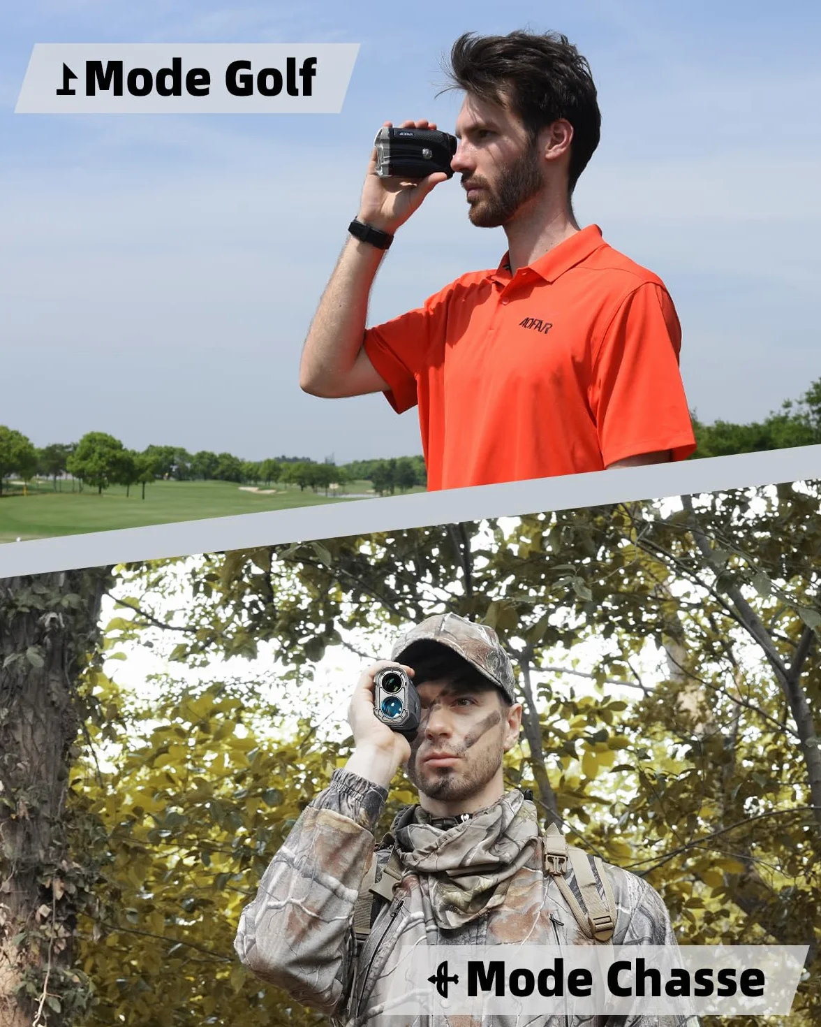 AOFAR GX-2S PRO Telemetro Golf e Caccia, 1000Y, rangefinder Con Compensazione Della Pendenza, Blocco Bandiera e Vibrazione, Distanza Angolare e Orizzontale, Misura Precisa Distanza Per Caccia/Golf