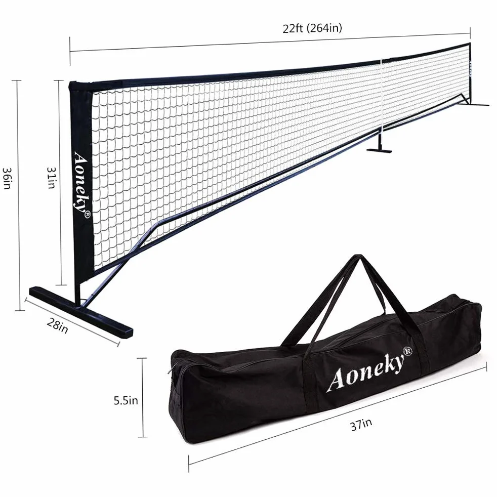 Aoneky Kit da Pickleball Tennis Training Net 6,7x0,9M - Rete da Paddle Tennis Trasportabile - Attrezzatura Sportiva da Esterno Nero