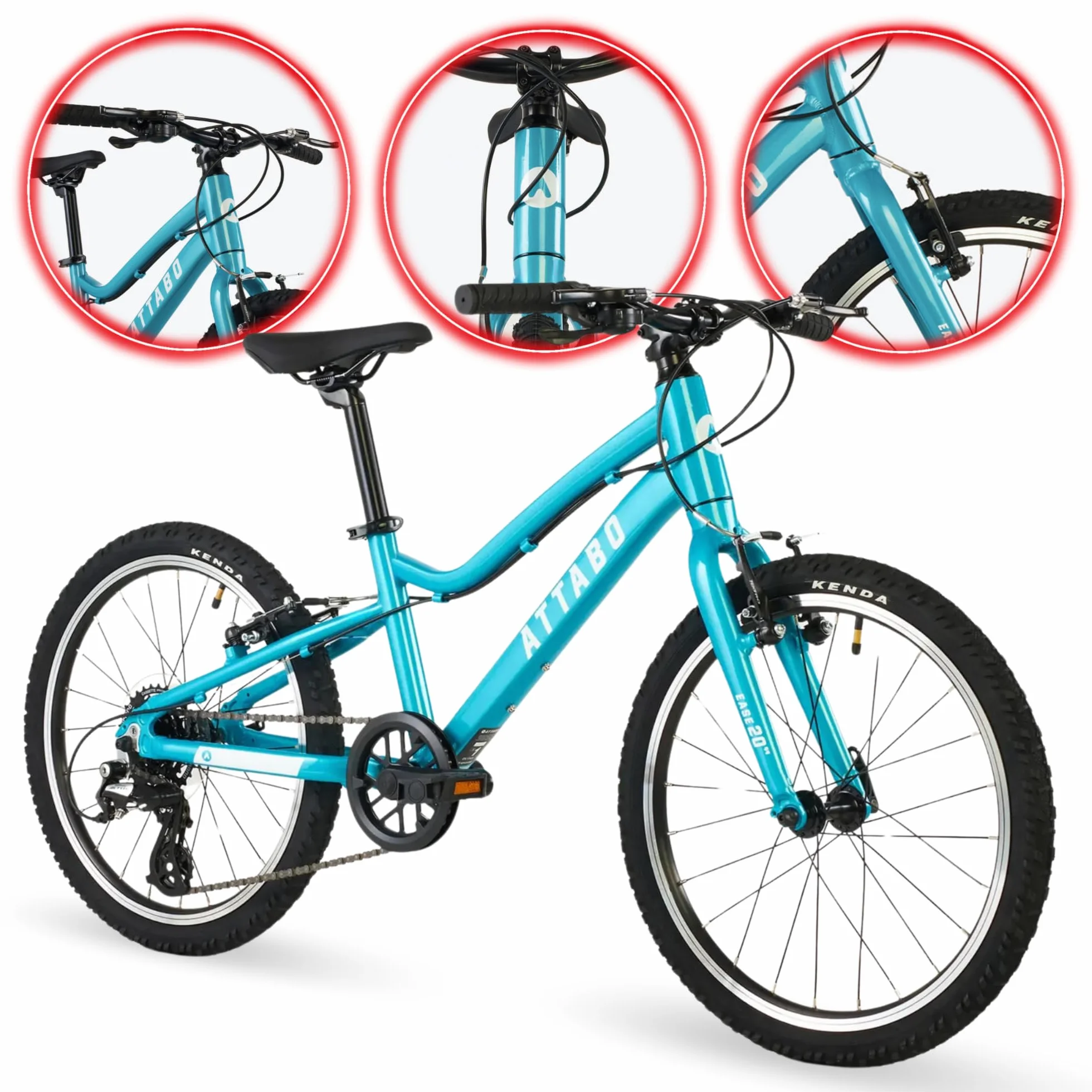 ATTABO Bicicletta per Bambini EASE 20" Leggera Resistente Gradino Basso Manubrio BMX Ergonomico Deragliatore