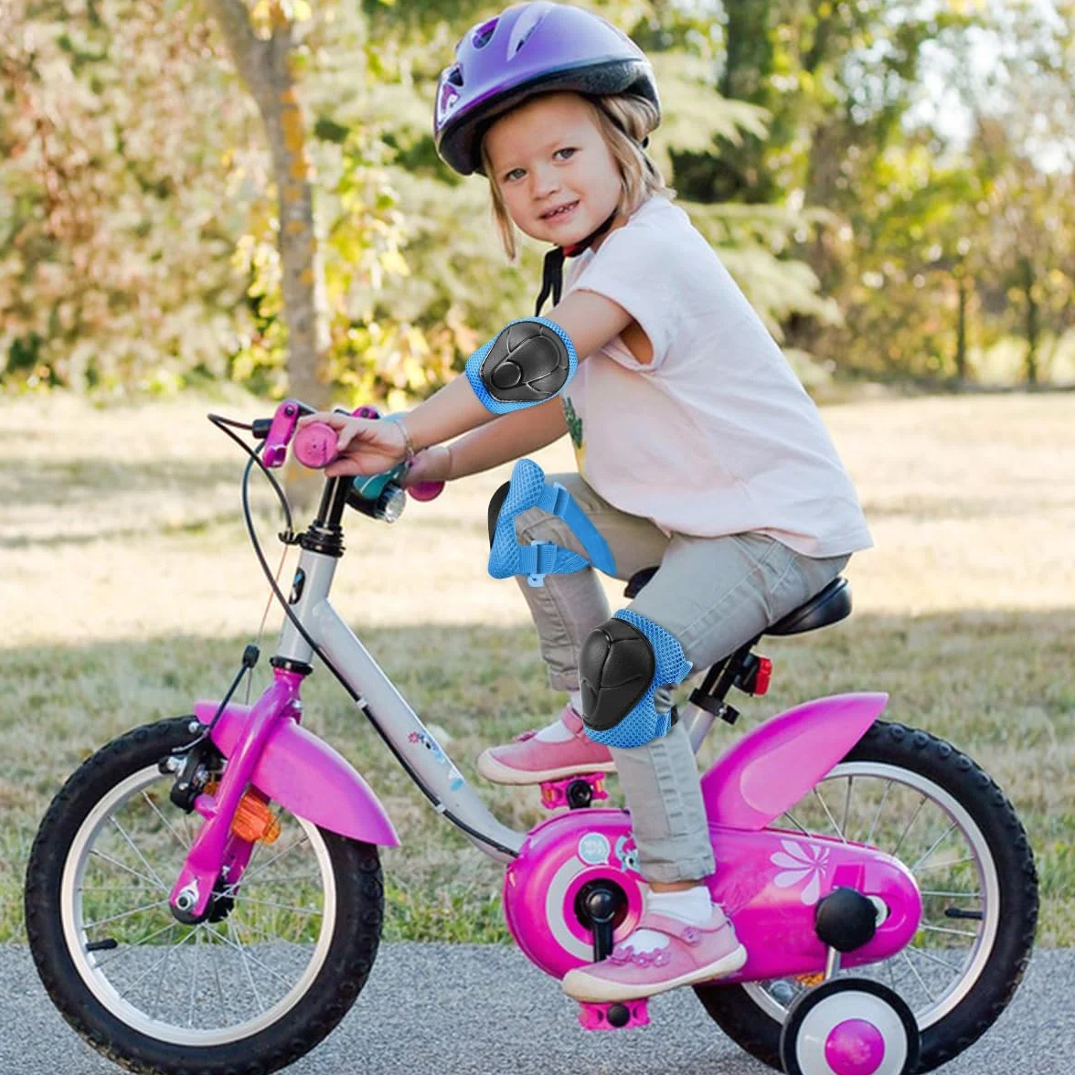 Protezioni Skateboard Bambini Ginocchiere Set 6-in-1 per Skateboarding Pattinaggio Biciclette Ciclismo Blu