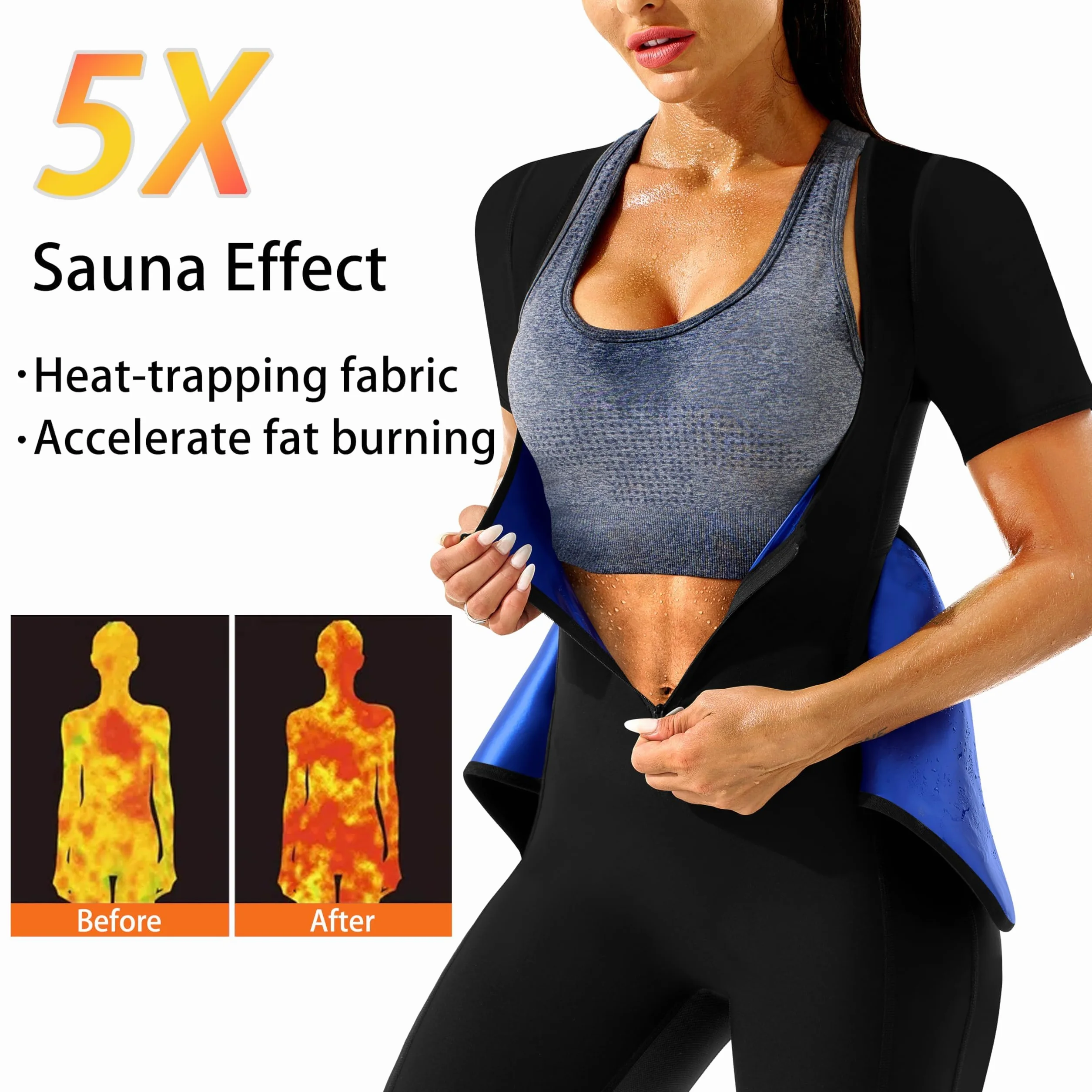 Tuta da sauna dimagrante 4 in 1 per donna modellante corpo con pantaloncini