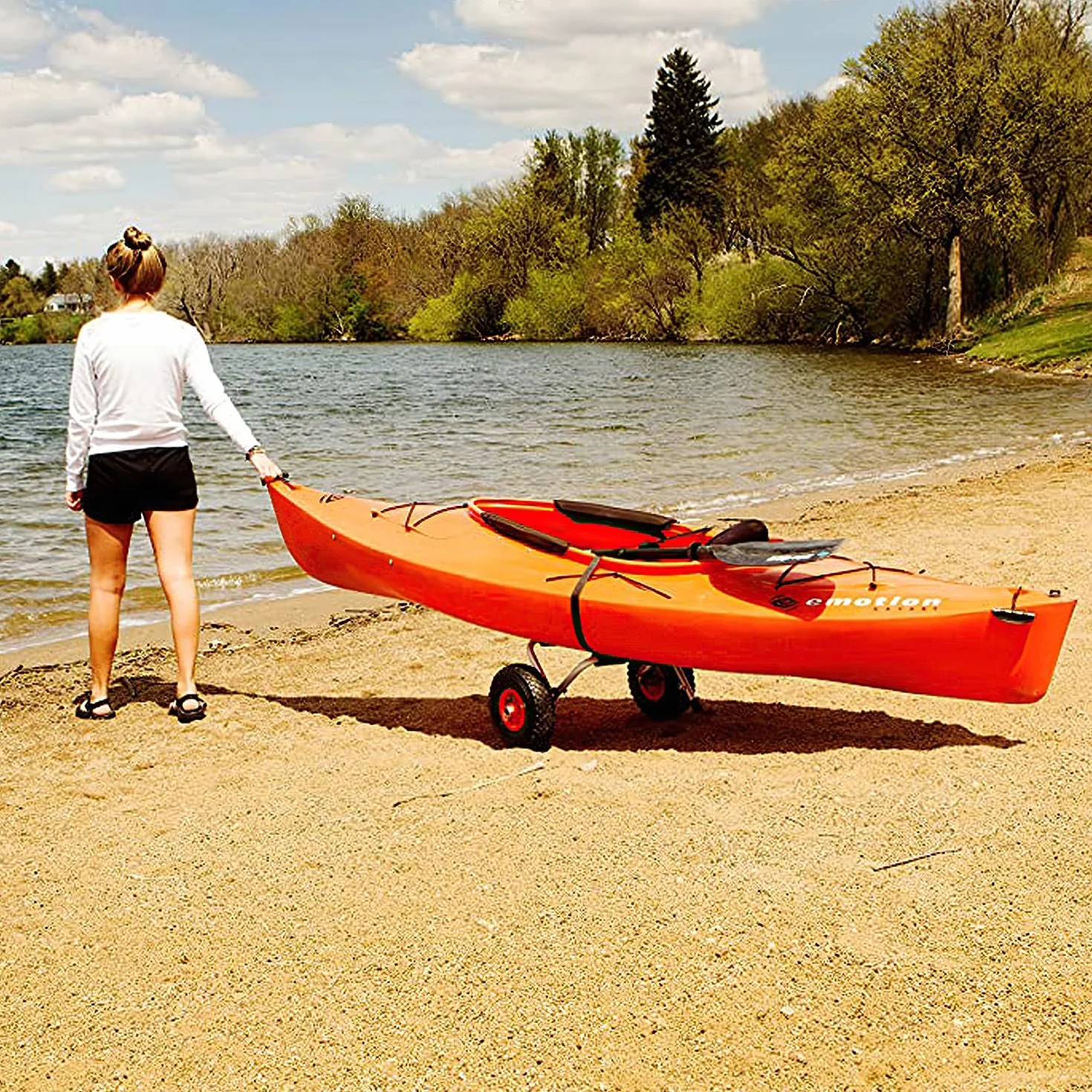 Carrello Pieghevole per Kayak in Alluminio, 100 kg, Ruote PU 26 cm, Cintura PP
