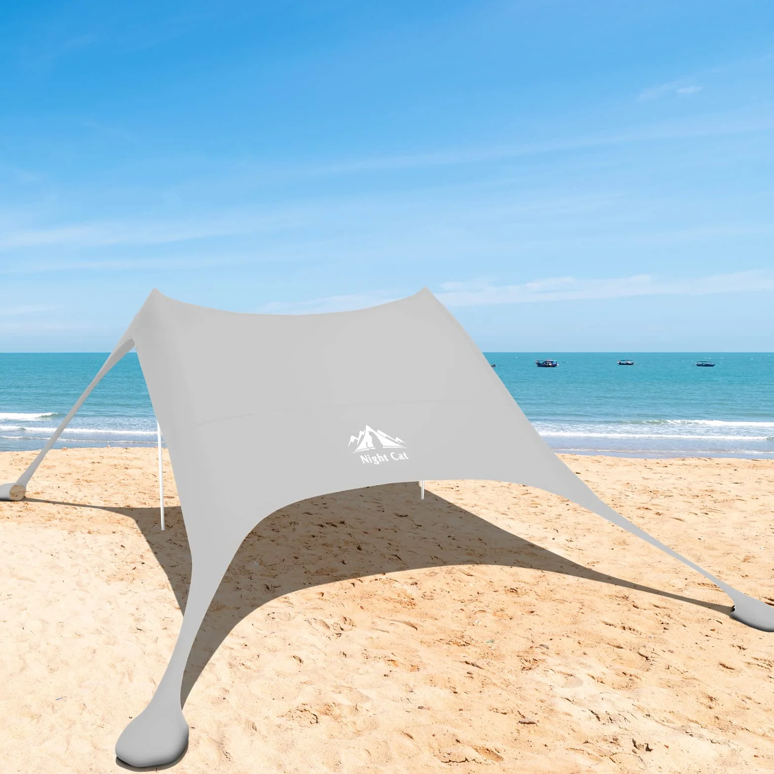 Night Cat Tenda da Spiaggia Baldacchino Parasole UPF 50+ Protezione UV con pali alluminio ancoraggio sabbia per cortile parco spiaggia