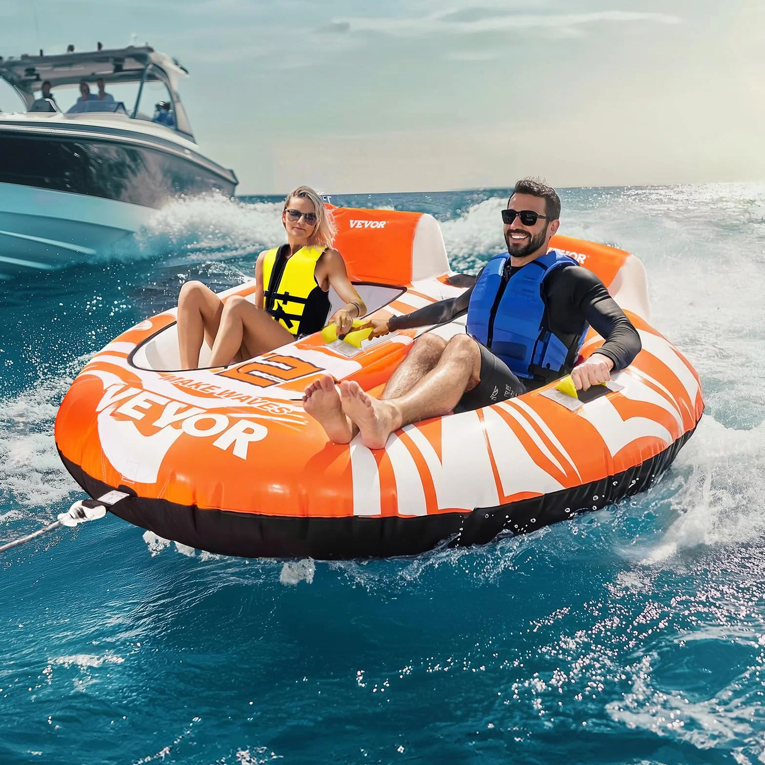 VEVOR Tubo Trainabile per Barche Capienza 2 Persone Carico Max 154 kg Gonfiabile Sport Acquatici