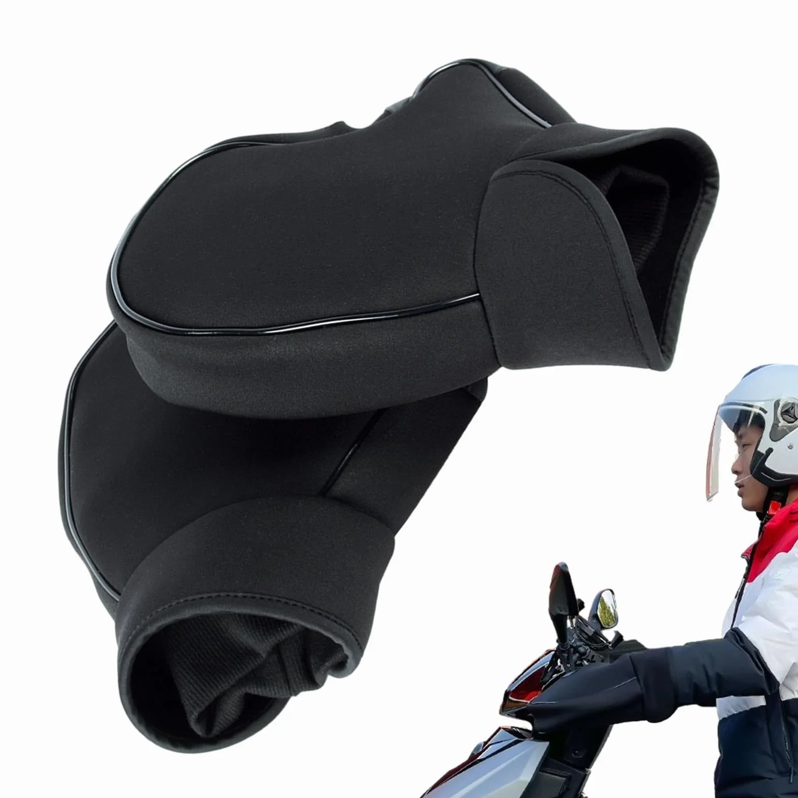 Manicotti per manubrio moto | Guanti antivento per la guida invernale | Accessorio invernale flessibile ed elastico per moto, scooter e motoslitte