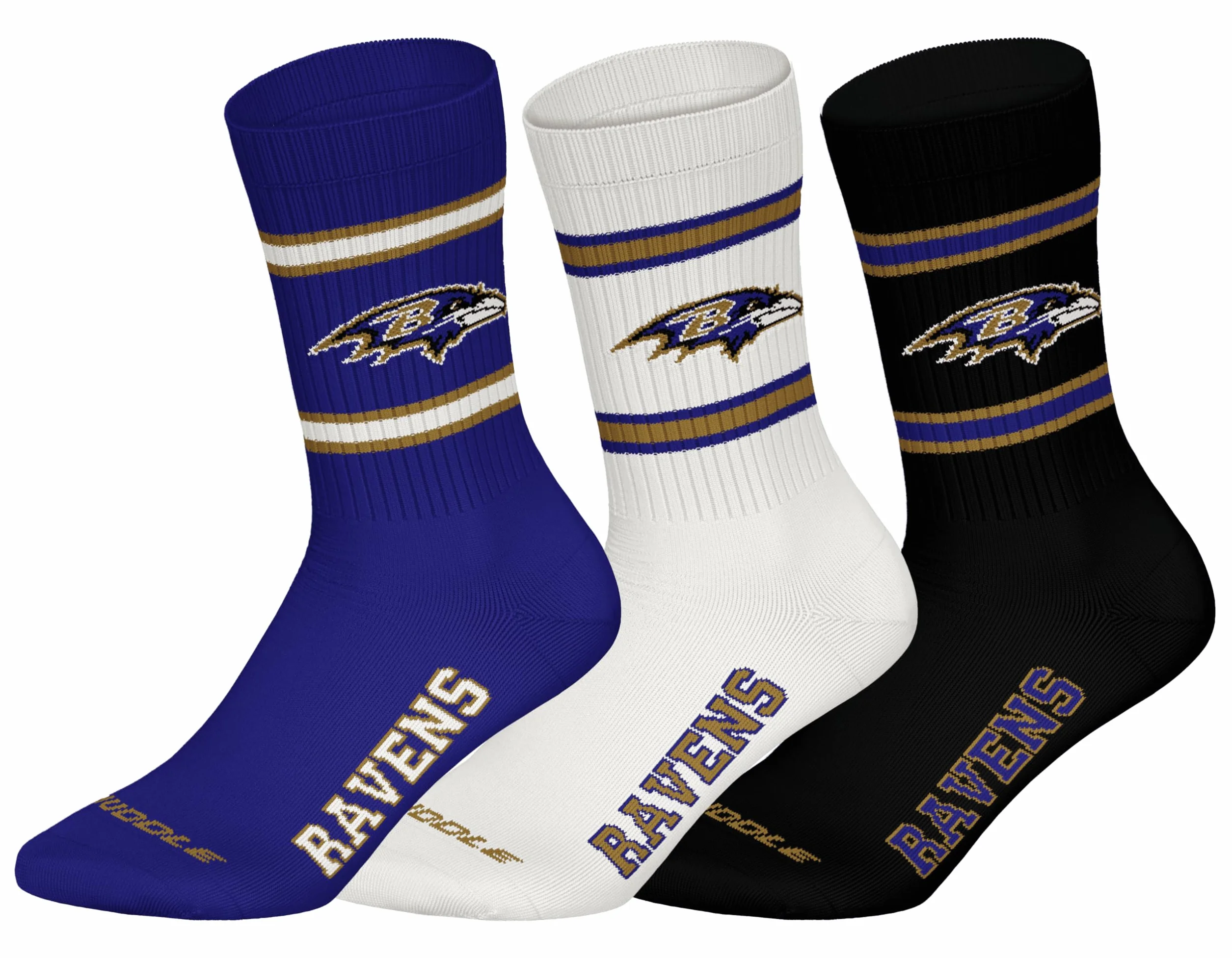 NFL Baltimore Ravens 3pk Crew Socks Unisex Adulto