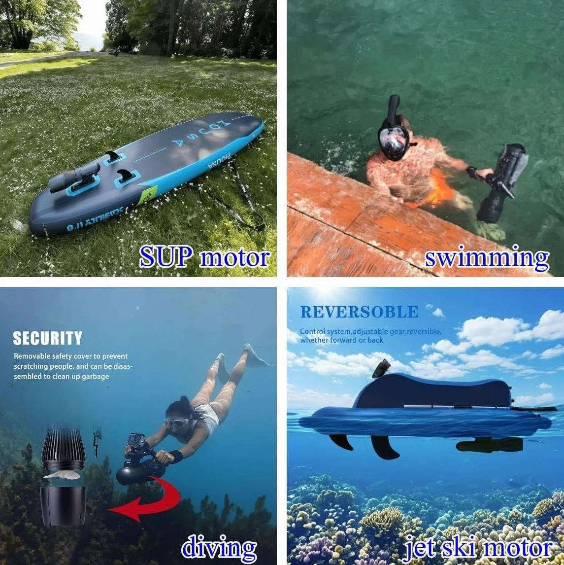 Camolech Scooter elettrico subacqueo 500 W per adulti bambini piscina immersioni snorkeling