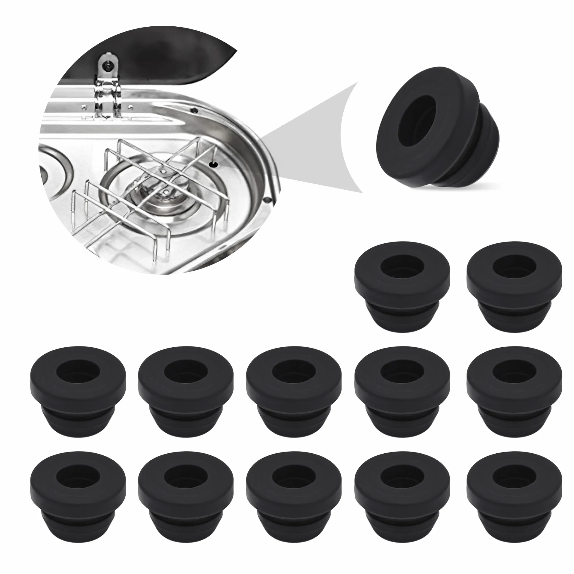 12 guide in gomma, piedini in gomma antiruggine, protezione per fornelli da camper, compatibili con aste da 5 mm di Dometic, Smev e Thetford