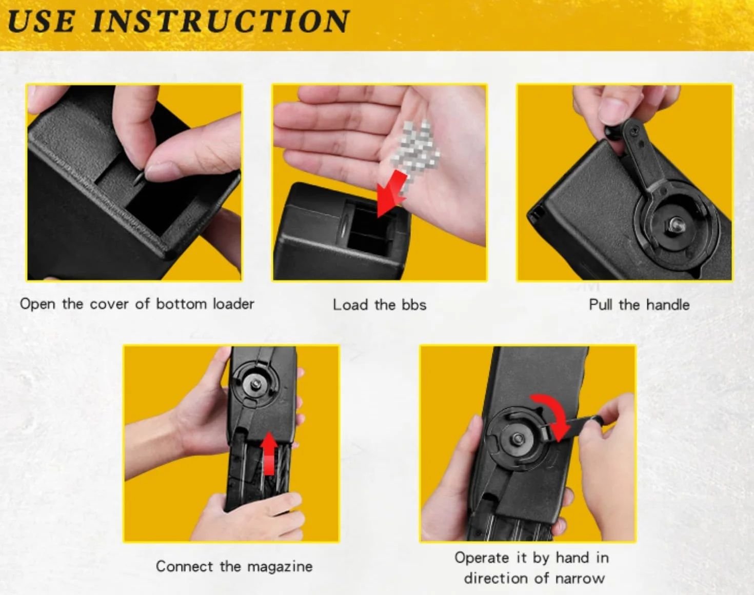 Airsoft Speed Loader M4 Hand Crank Magazine 6MM 1000 Tours Caricabatterie rapido