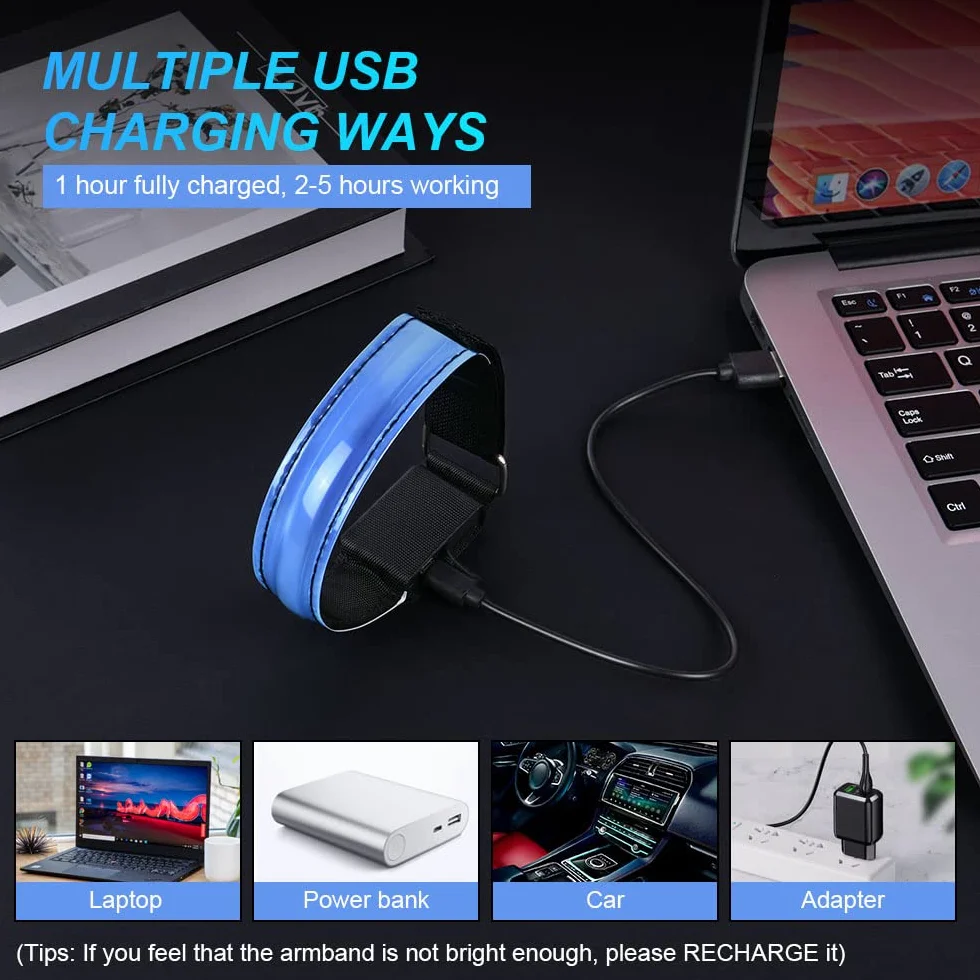 flintronic Bande Catarifrangenti LED Ricaricabile USB per Jogging Bici