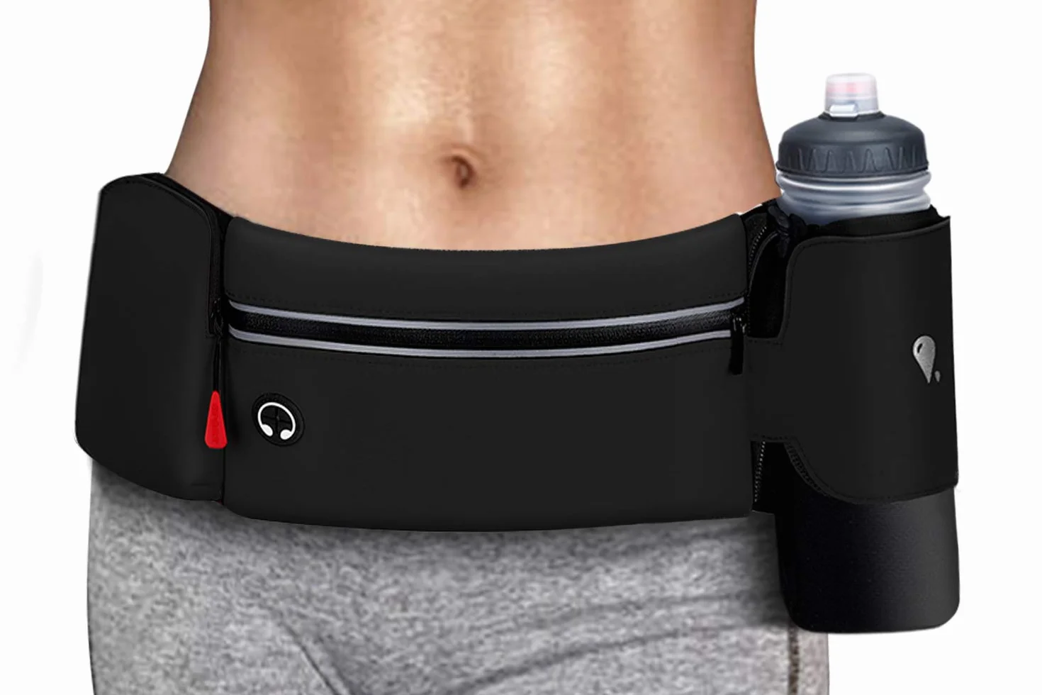 Marsupi Running Sportivo Corsa con Porta Borraccia Pieghevole, Impermeabile, Senza Rimbalzo, Grande Tasca per Cellulare, Donna Uomo