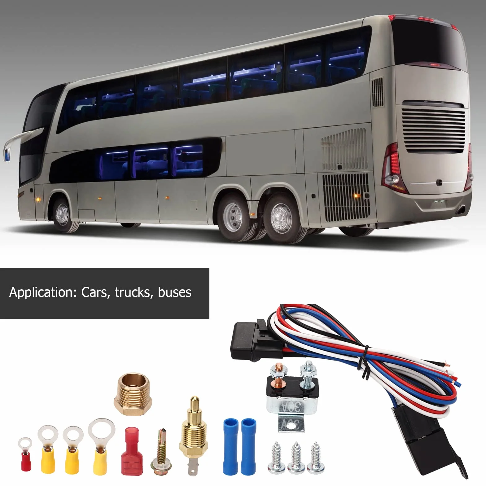 12V Kit Cavi Relè Termostato Ventola Radiatore Elettrico, Kit Relè Ventola Raffreddamento con Termostato Regolabile