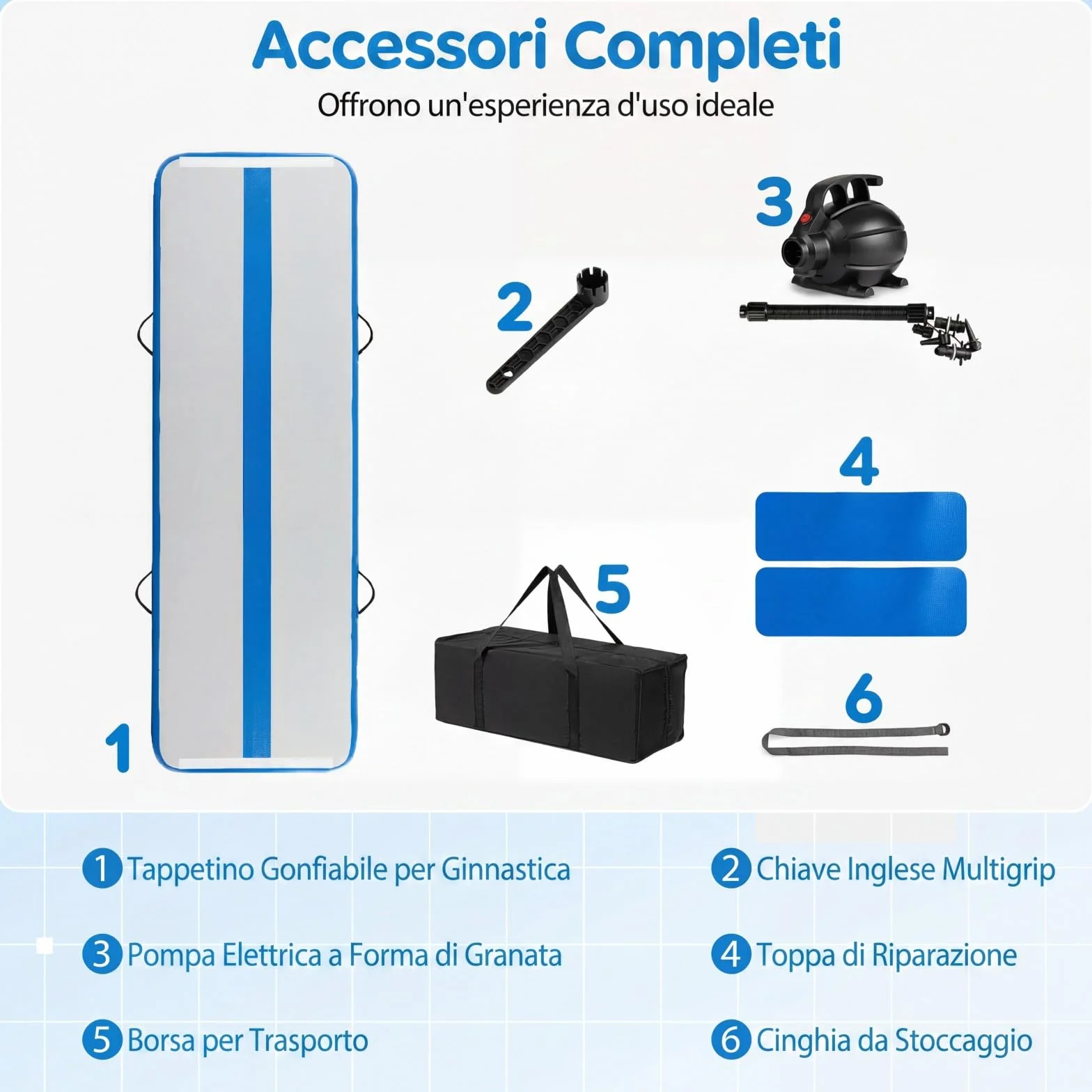 COSTWAY Tappeto Ginnastica Artistica da Casa, Materasso Ginnastica in PVC con Pompa ad Aria e Borsa, Tappetino Gonfiabile per Yoga, Fitness e Allenamento, 297 x 98 x 11 cm