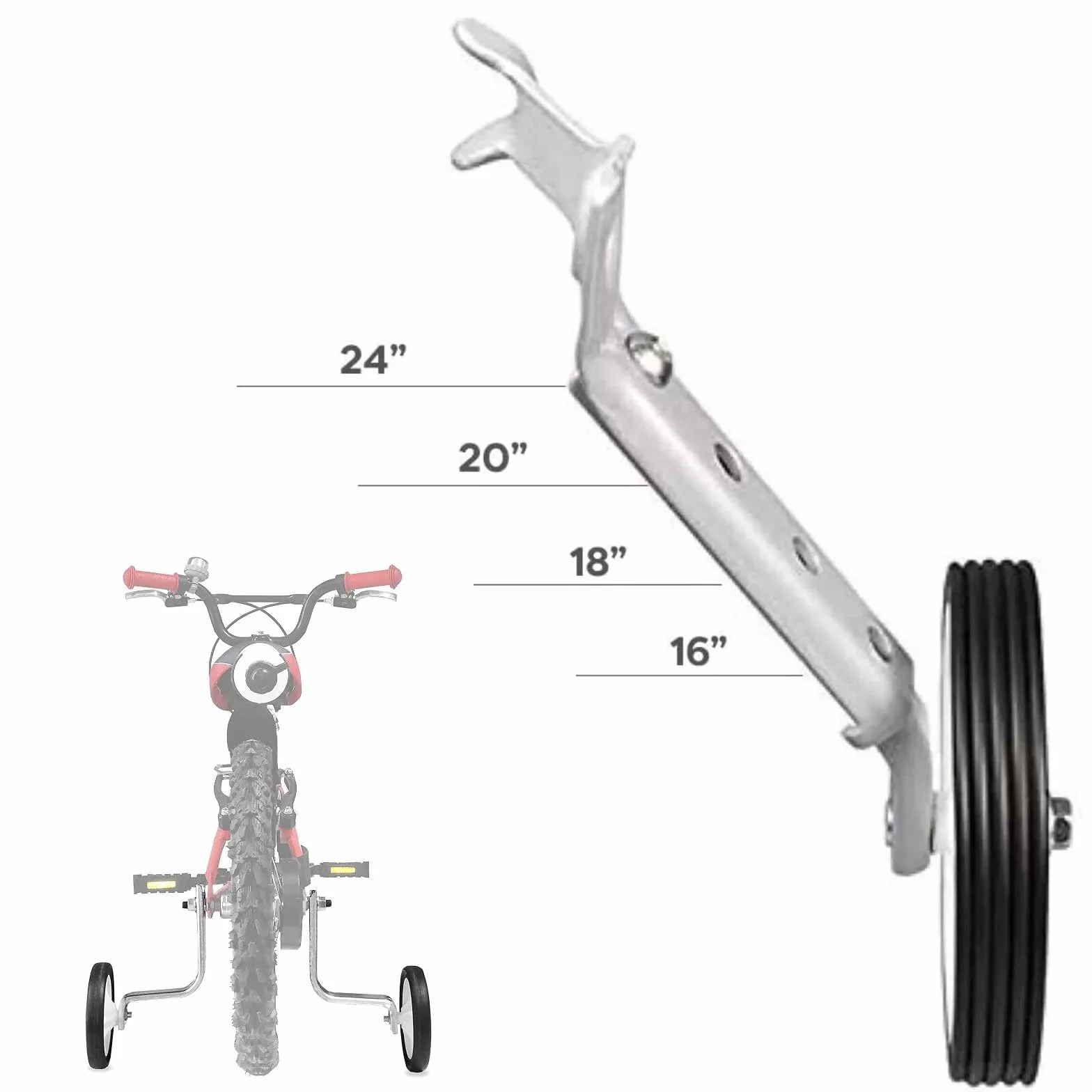 COPPIA ROTELLE UNIVERSALI BICI BAMBINO BAMBINA 16" 24" BICICLETTA STABILIZZATORI LATERALI
