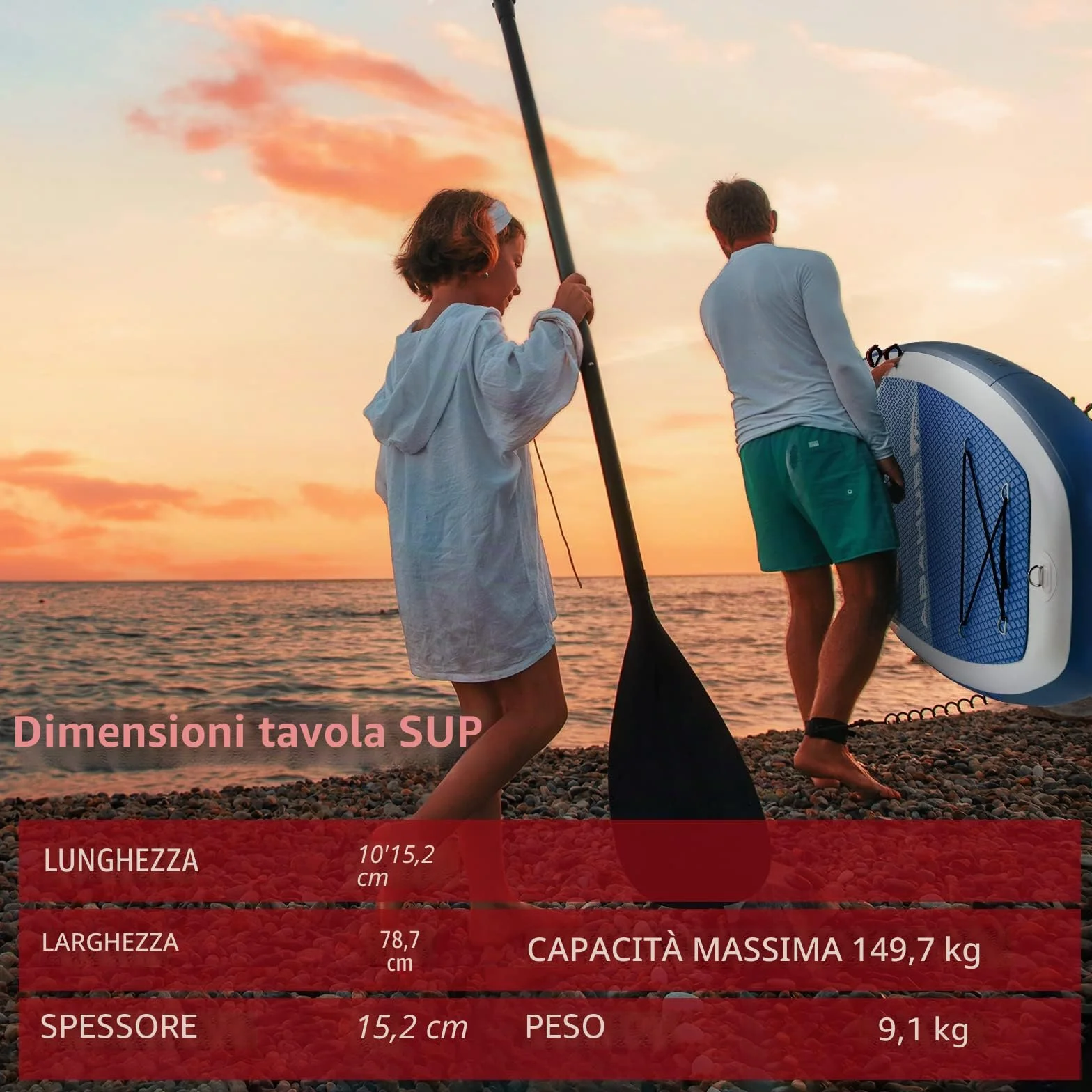 Abahub Tavola SUP Gonfiabile Set Tavola Stand Up Paddle Sedile Kayak, con Pagaia in Alluminio Regolabile, per Kayak, Yoga, Pesca 320x 78/84x 15cm