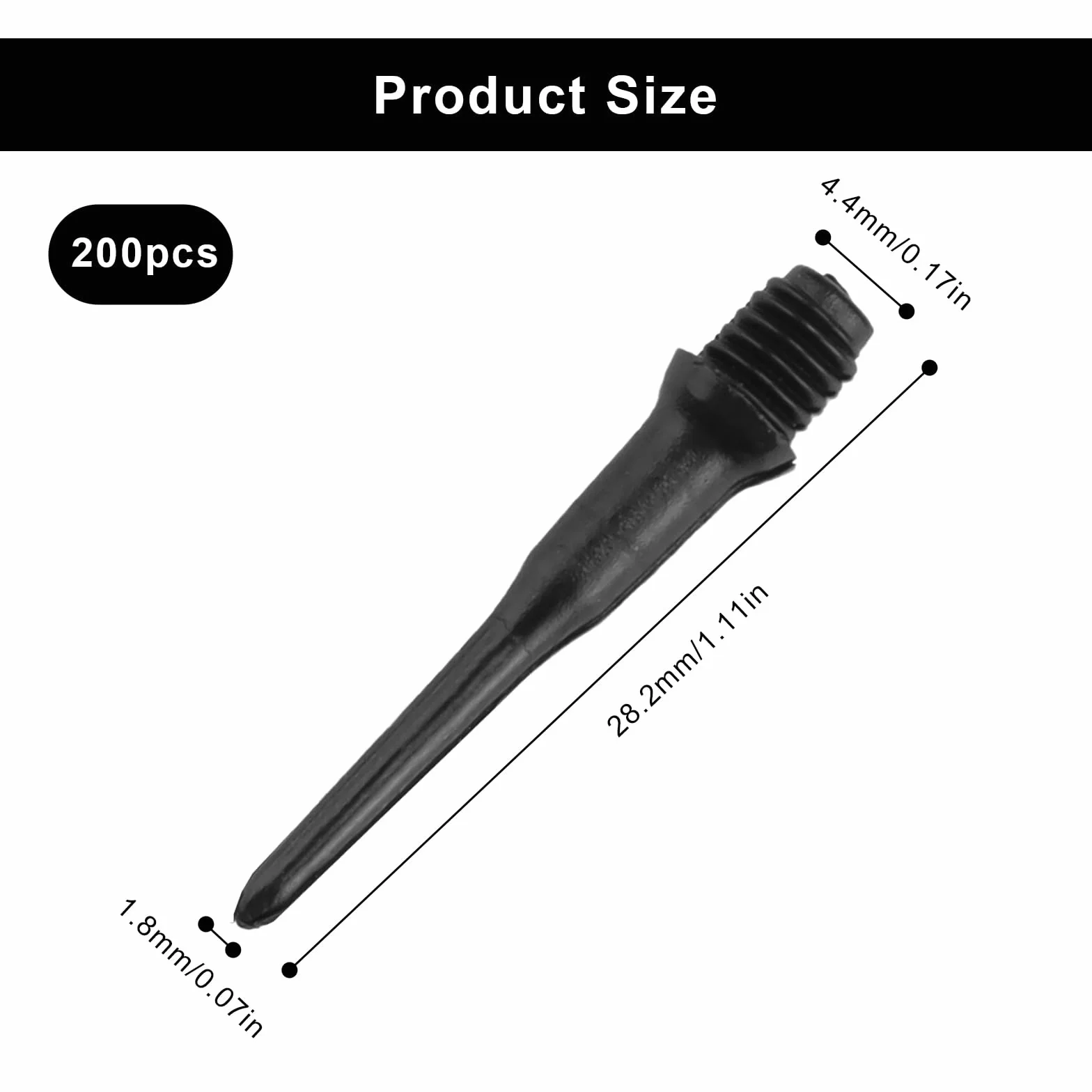 SPRHR Nero Freccette Soft Punta di Ricambio 2BA Spirale 200 Pezzi