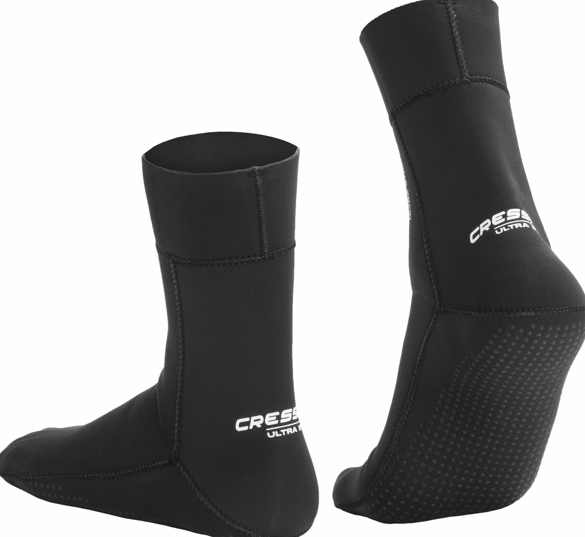 Cressi Ultra Stretch - Calzari Sub Snorkeling Apnea Surf Immersione Sport Acquatici in Neoprene Bifoderato Ultra Elastico Termico 1.5 mm, Calzini Pinne Antiscivolo Antiabrasione Unisex Grigio/Bianco S
