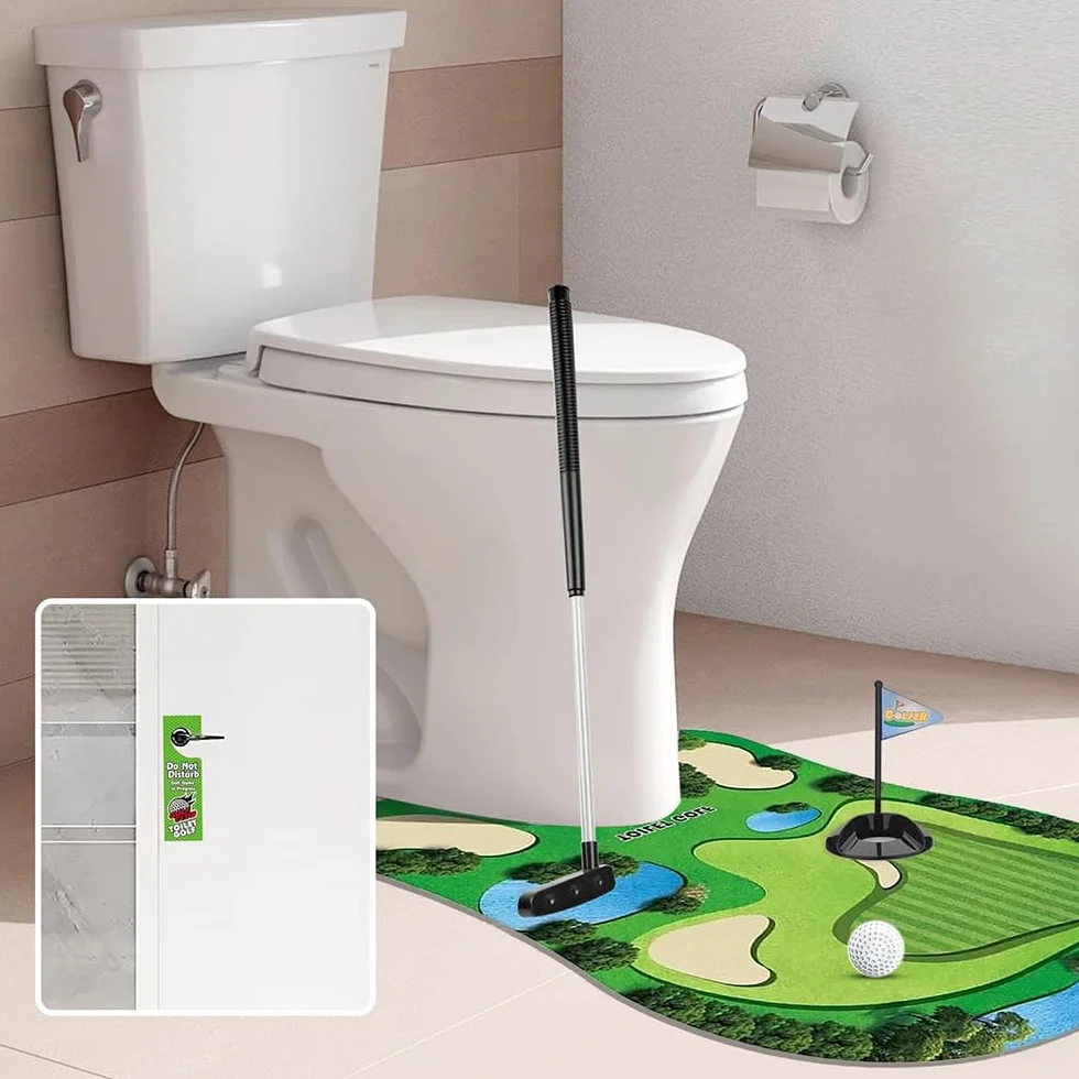Set Completo da Golf per Toilette YGCHEN con Putter, Palla, Bandierina e Tappetino