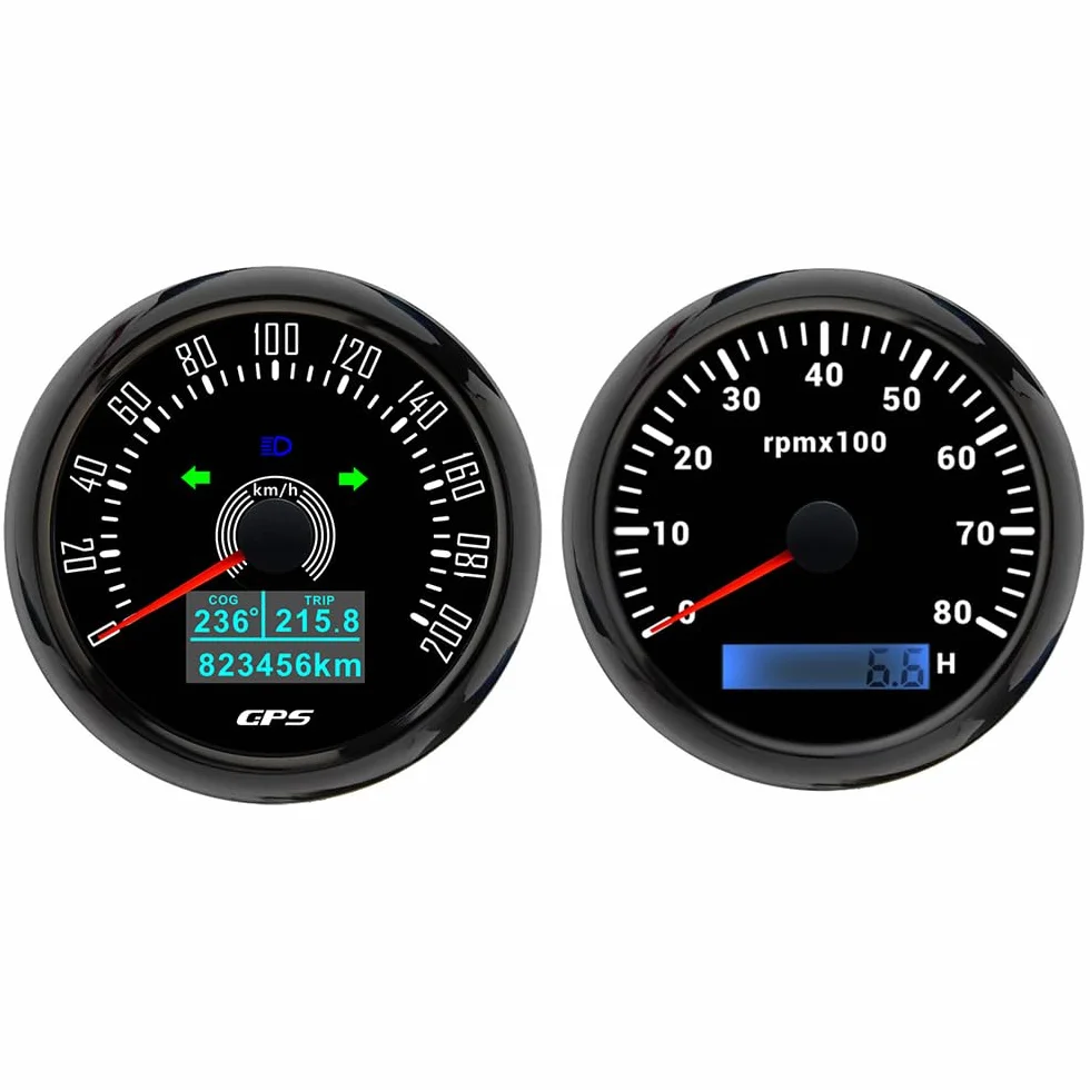 ELING Contachilometri GPS da 85 mm, contachilometri da 0 a 200 km/h con guida COG con contagiri da 0 a 8000 giri/min, contachilometri, set da 12 V 24 V con retroilluminazione a 7 colori per auto SUV
